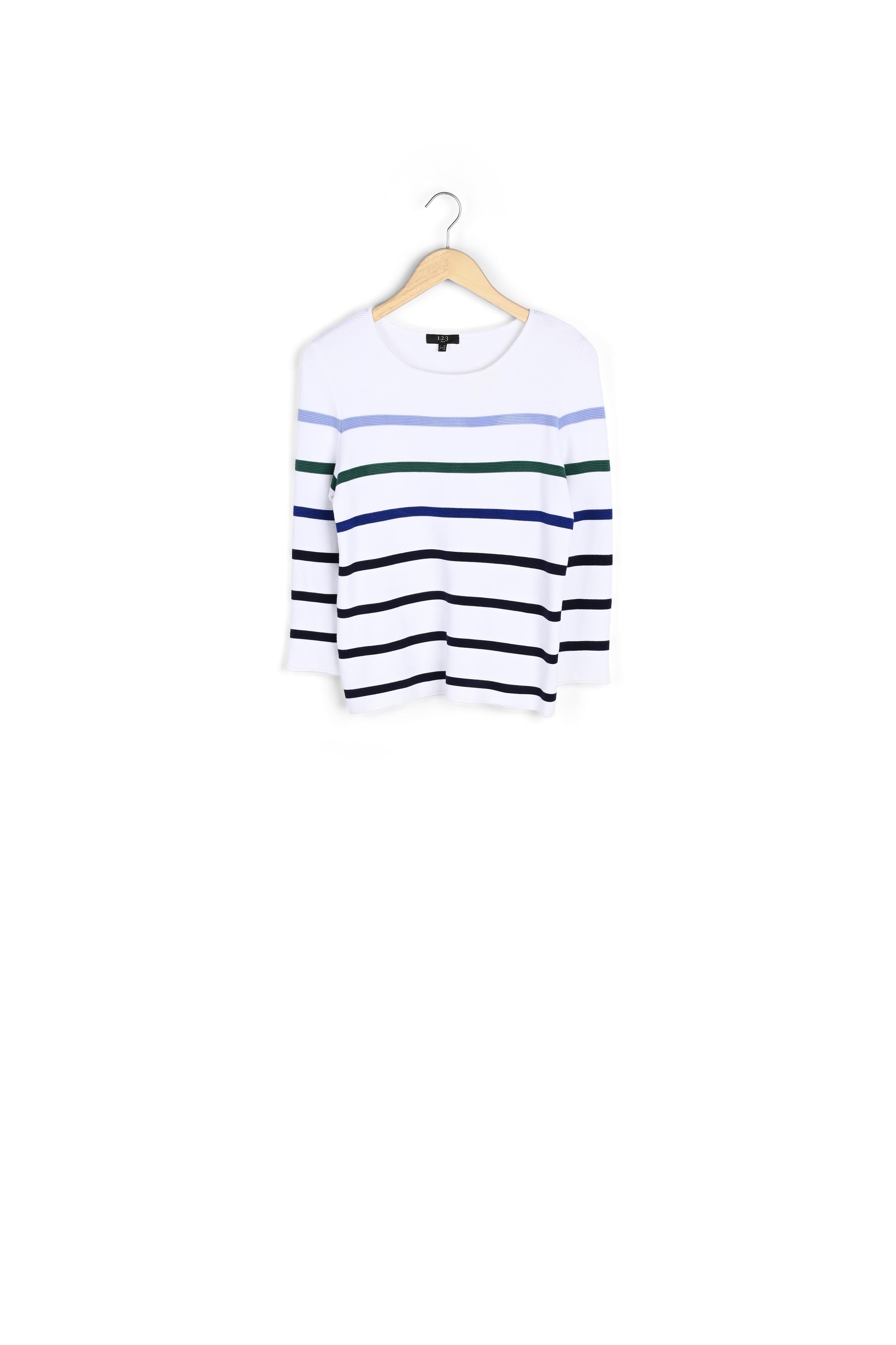 Pull blanc à rayures colorée en viscose mélangée Nacadamia Faume - seconde main