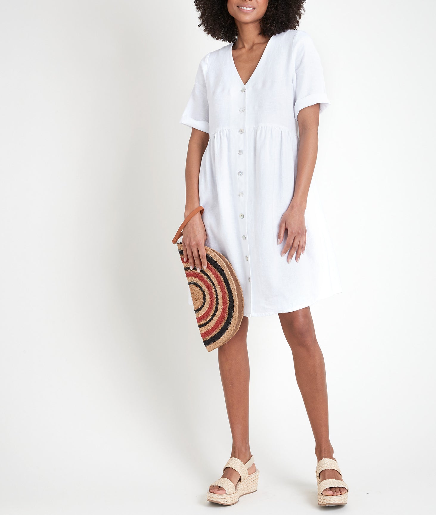 Robe en lin certifié boutonnée blanche Lalou Faume - seconde main