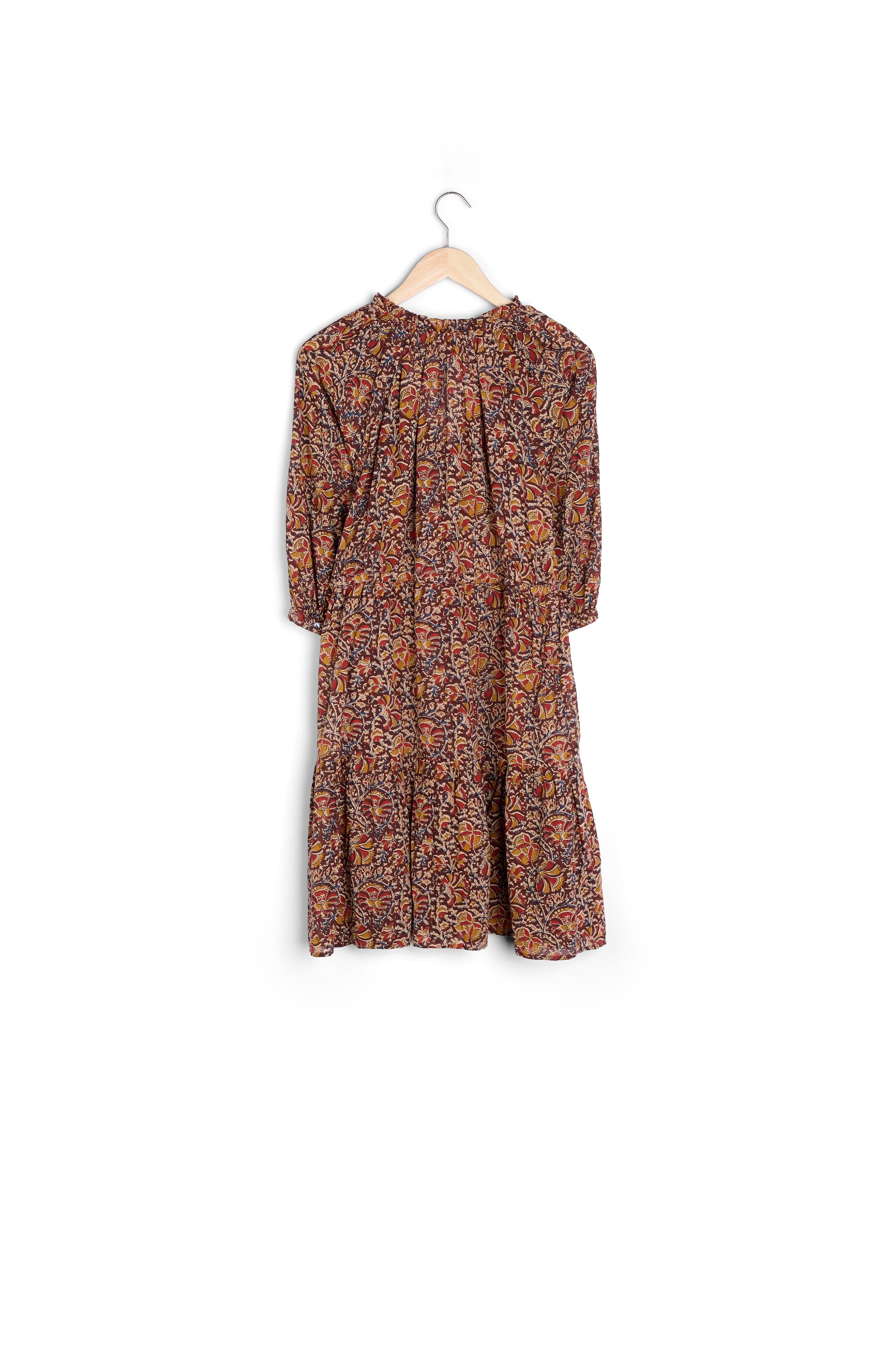 Robe courte en coton imprimé grenat Holivia Faume - seconde main