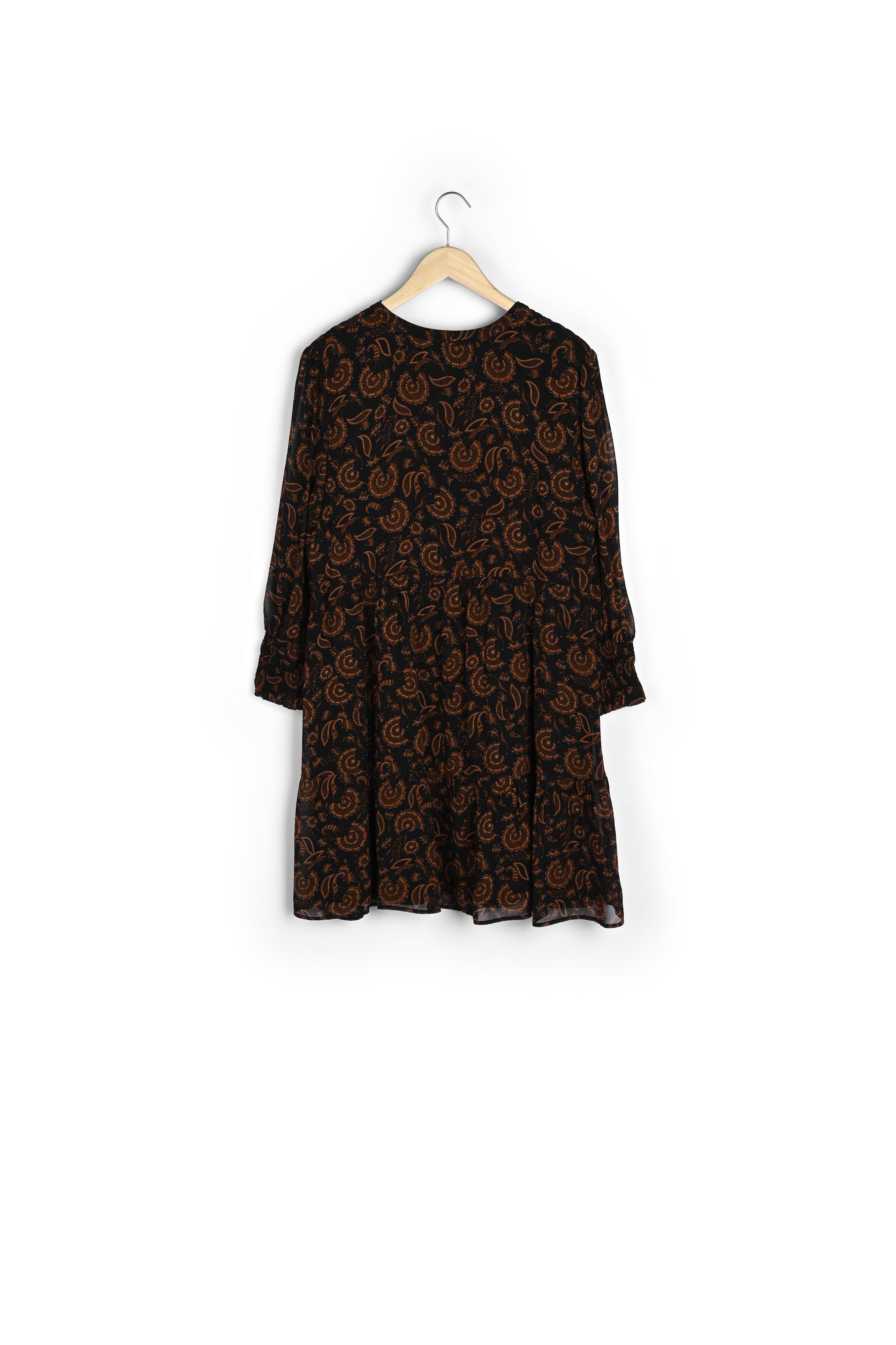 robe courte imprimée noire et brique Nadira Faume - seconde main