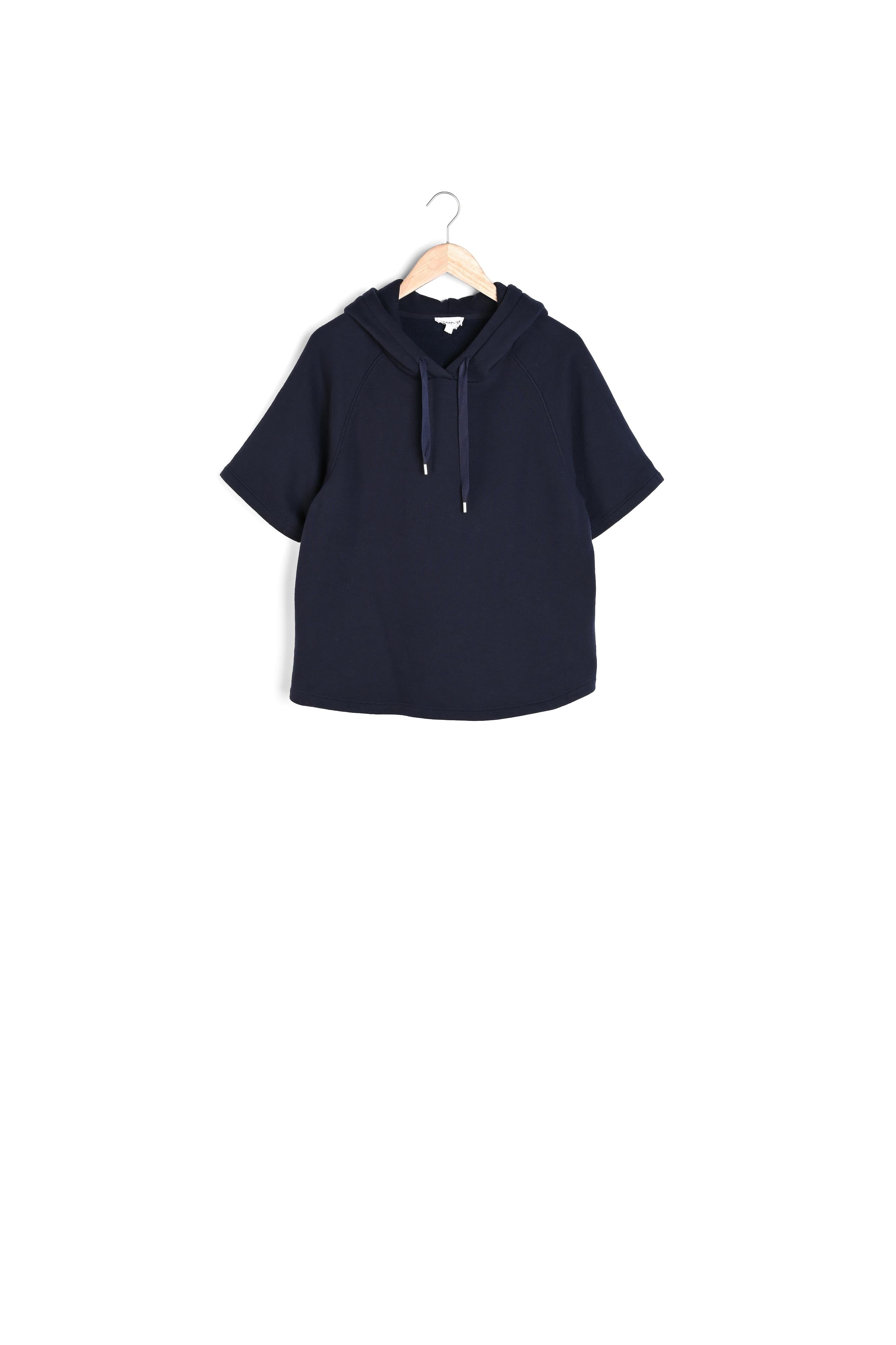 Sweat à manches courtes et à capuche bleu marine Enzo Faume - seconde main