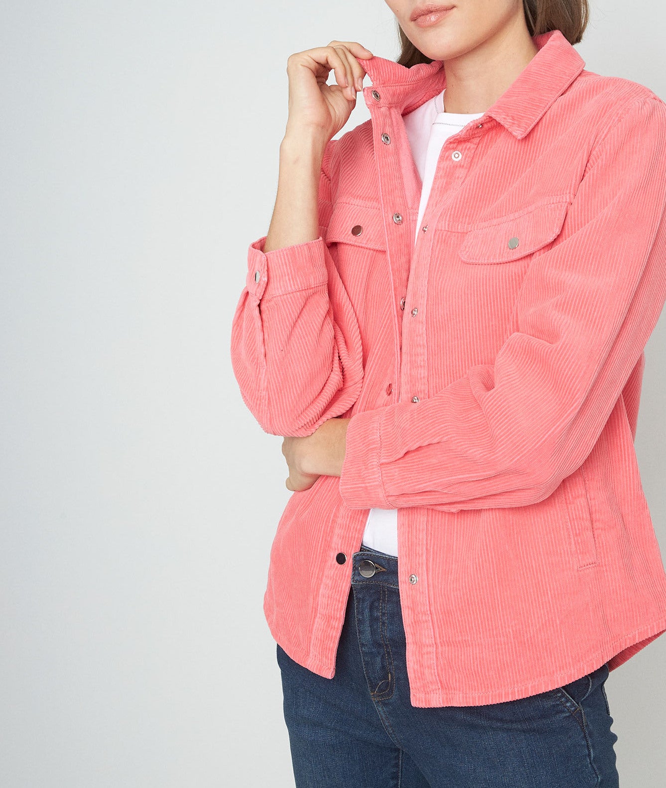 Surchemise en velours côtelé rose Fanilo Faume - seconde main