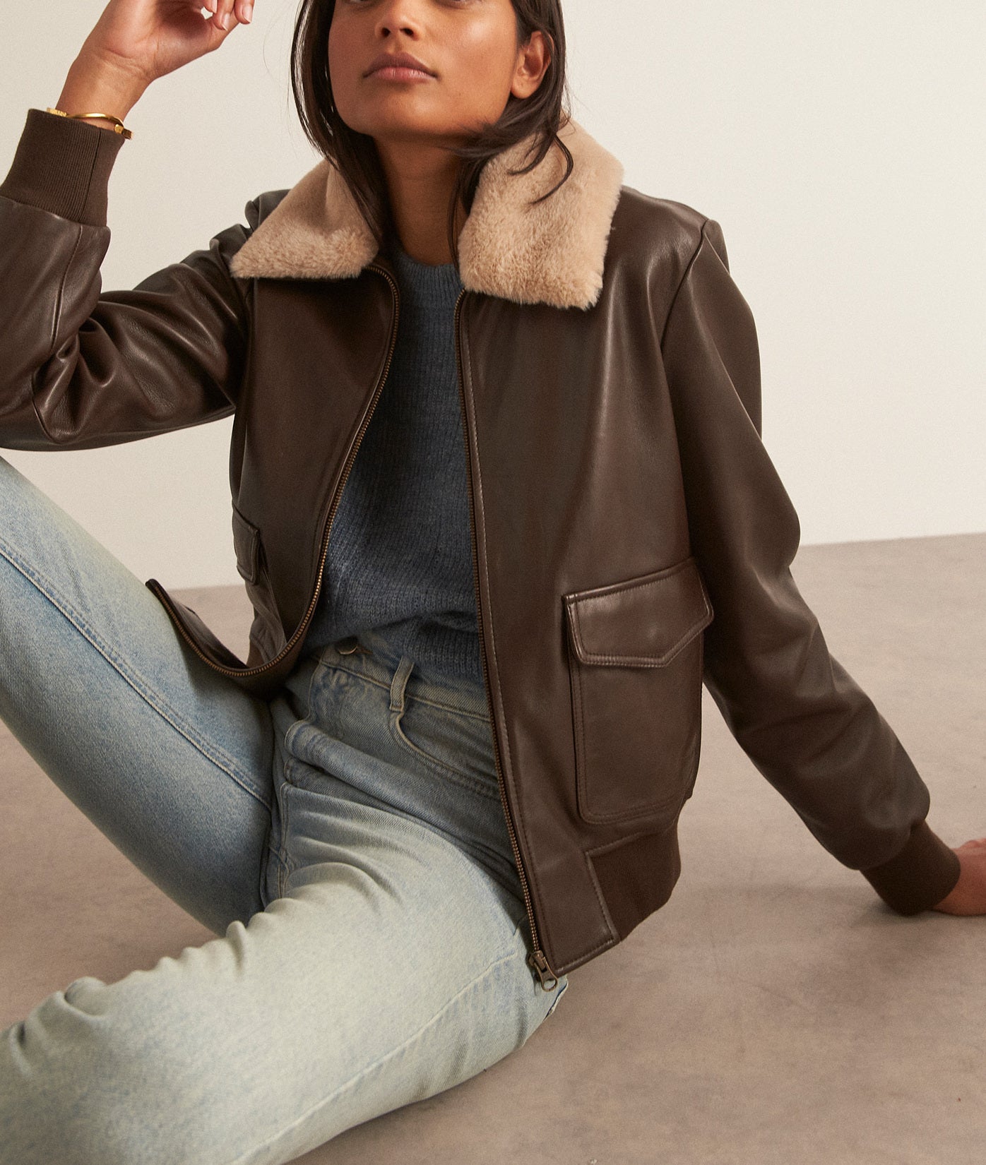 Pull à épaulettes pétrole Bridget Faume - seconde main