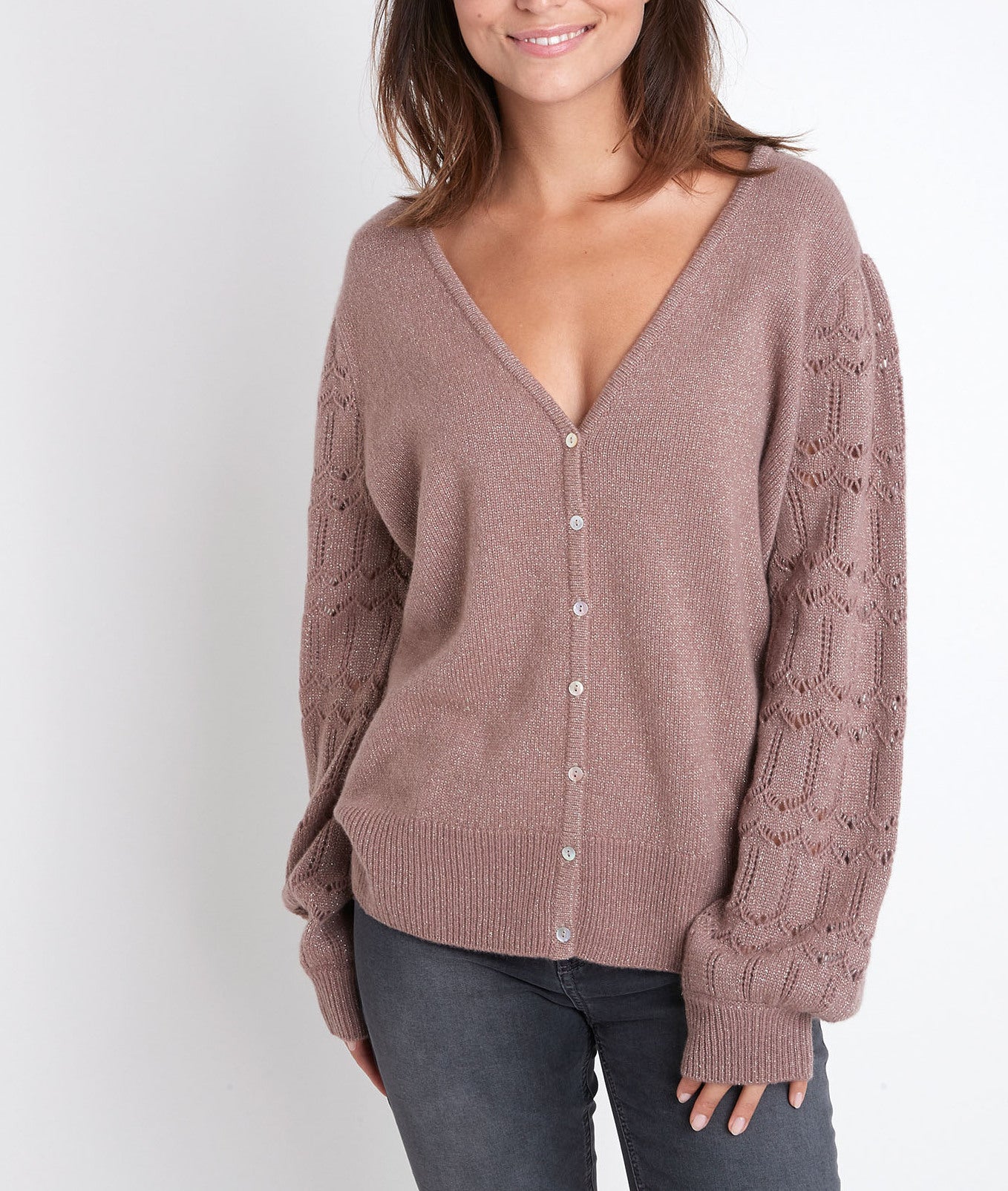 Gilet en cachemire recto-verso blush Respect Faume - seconde main