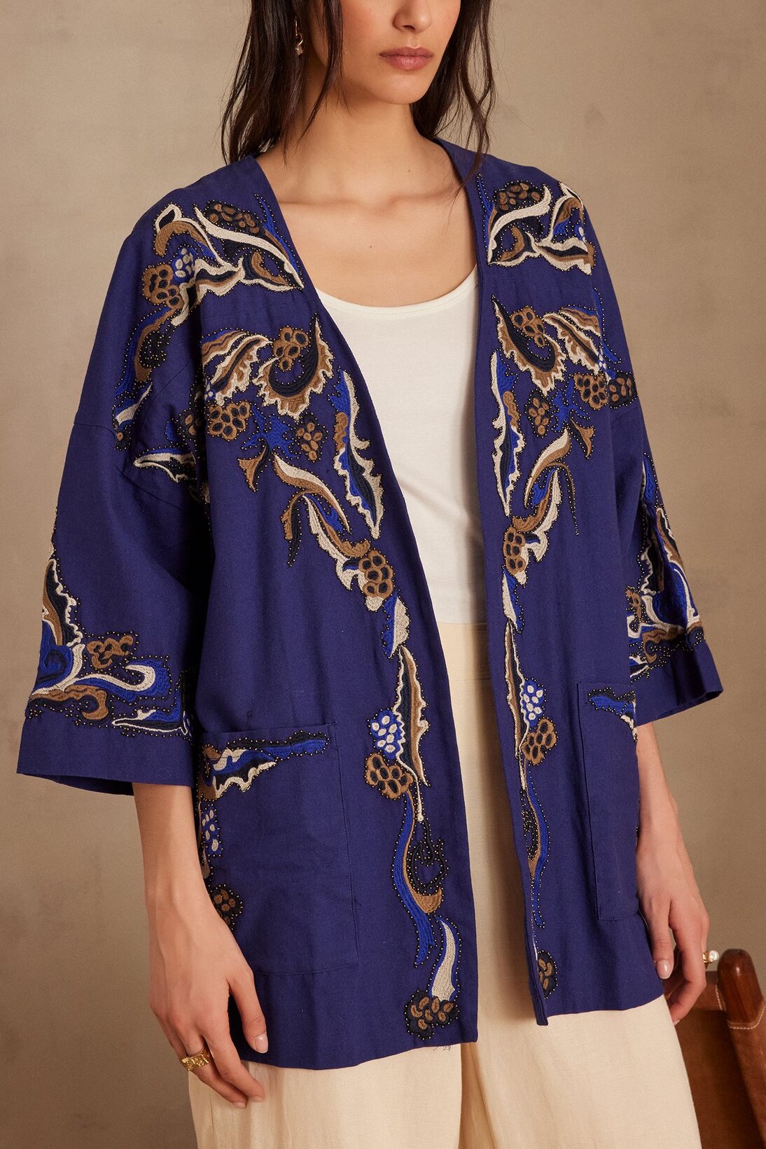 Veste NOURIA brodée en coton Faume - seconde main