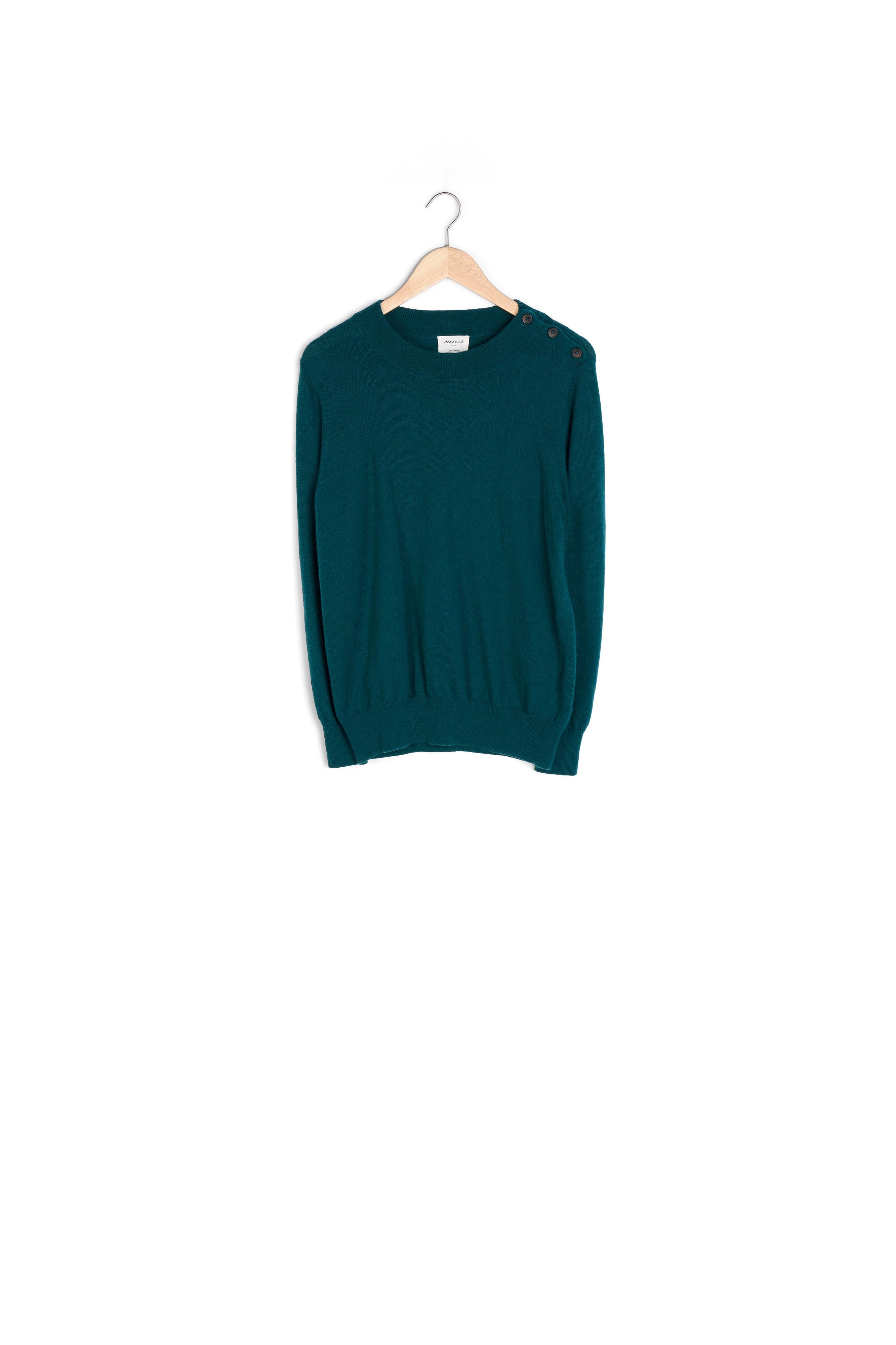Pull marin en laine responsable et cachemire vert Bixente Faume - seconde main