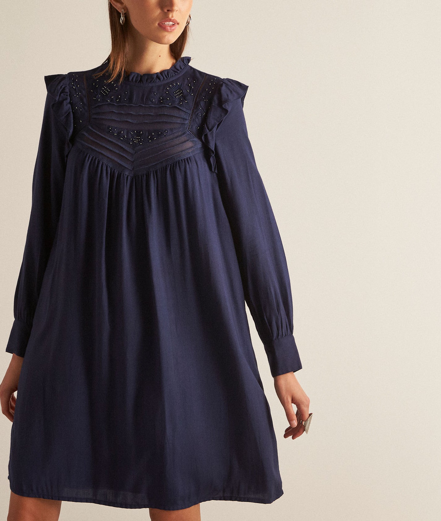 Robe courte et brodée bleue Hania Faume - seconde main