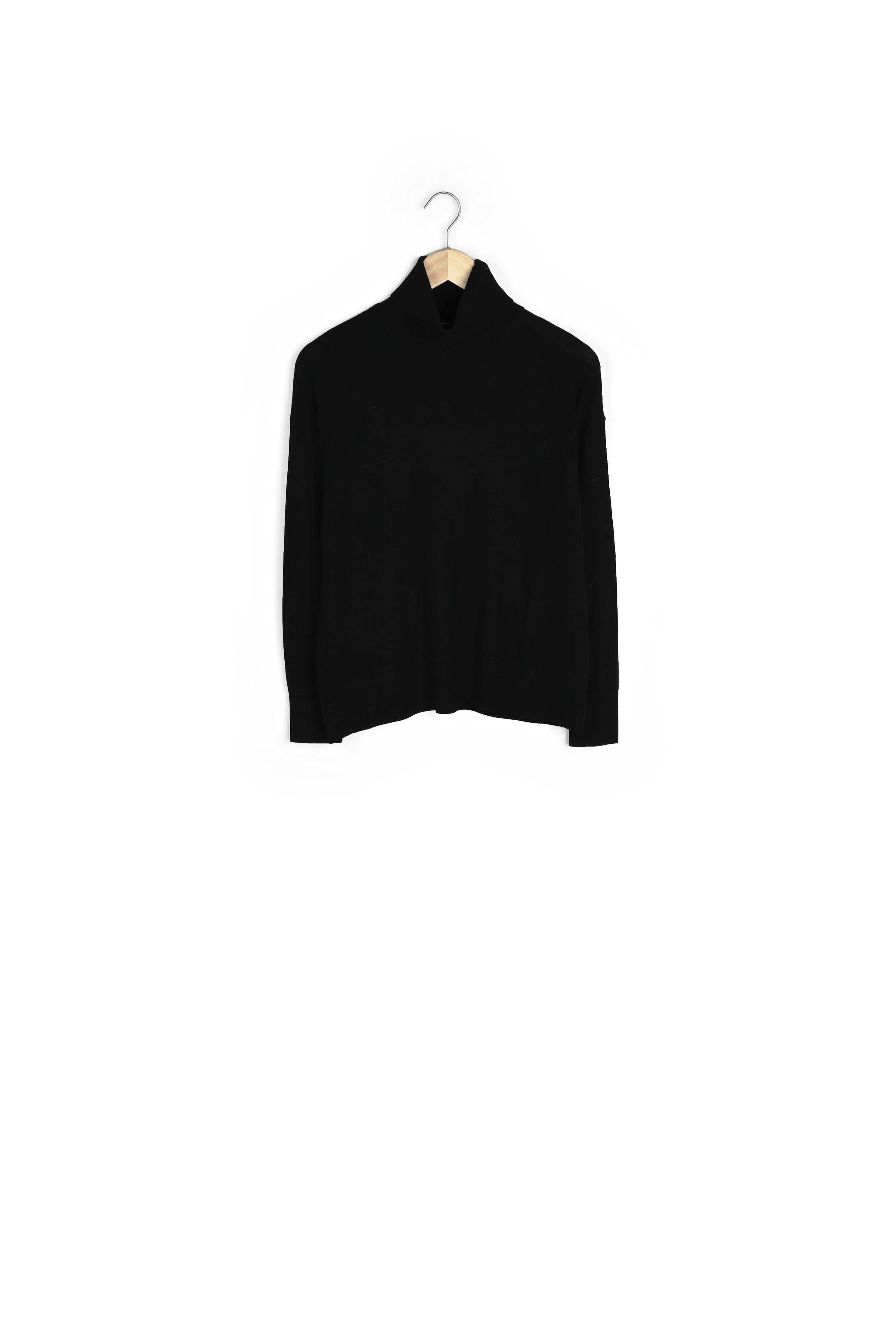 Pull col roulé en laine recylée noir Turbo Faume - seconde main