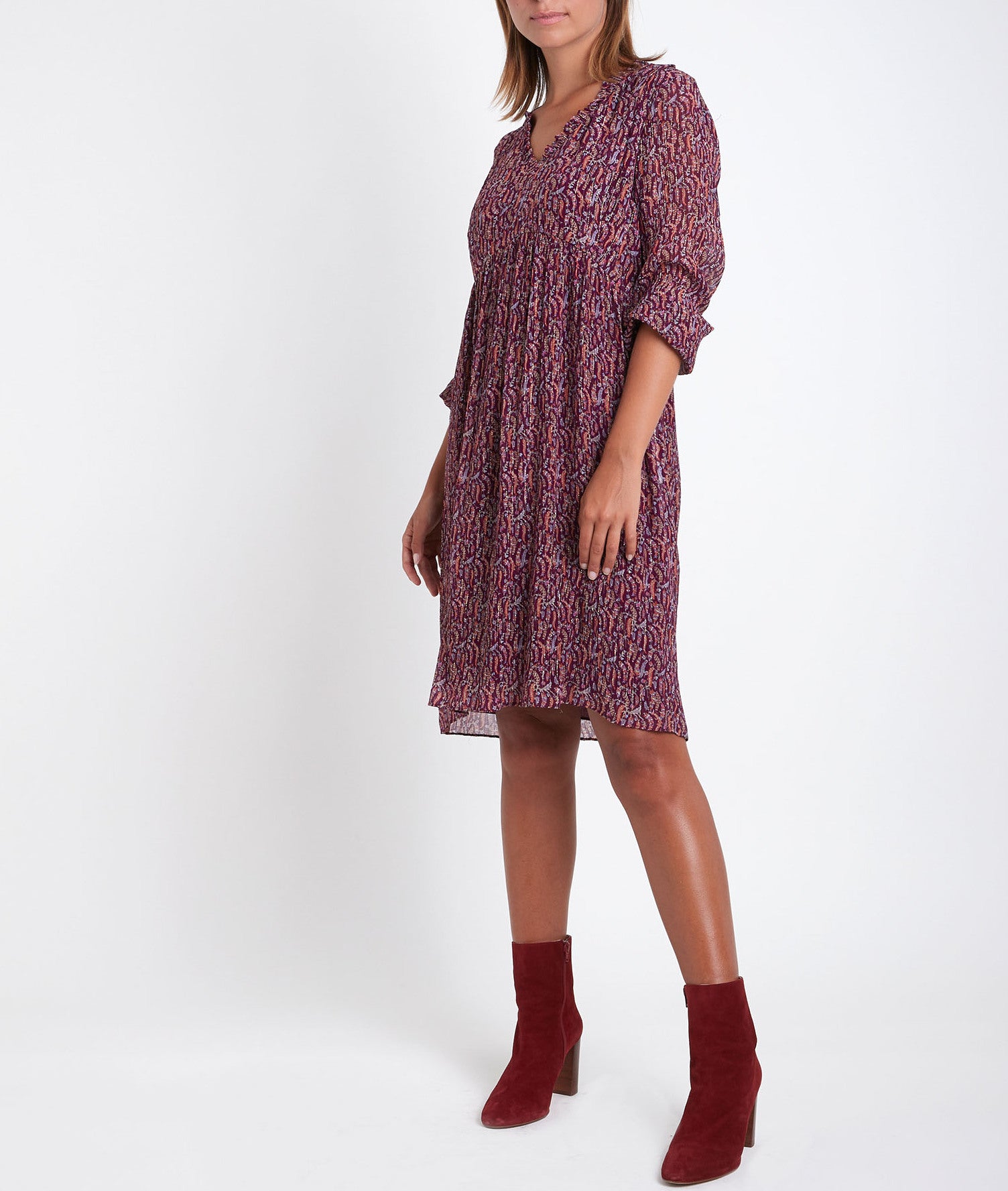 Robe grenat imprimée Colombe Faume - seconde main