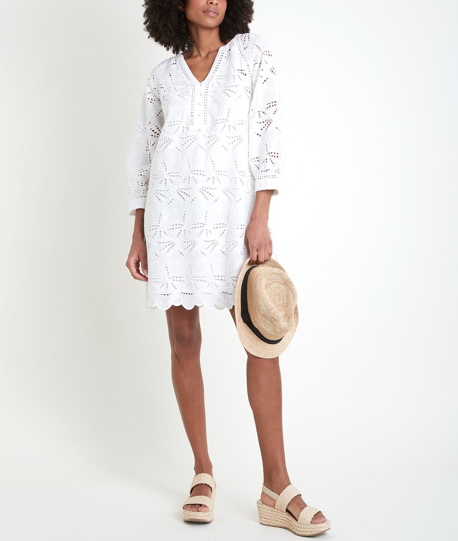 Robe brodée en coton écrue Coco Faume - seconde main