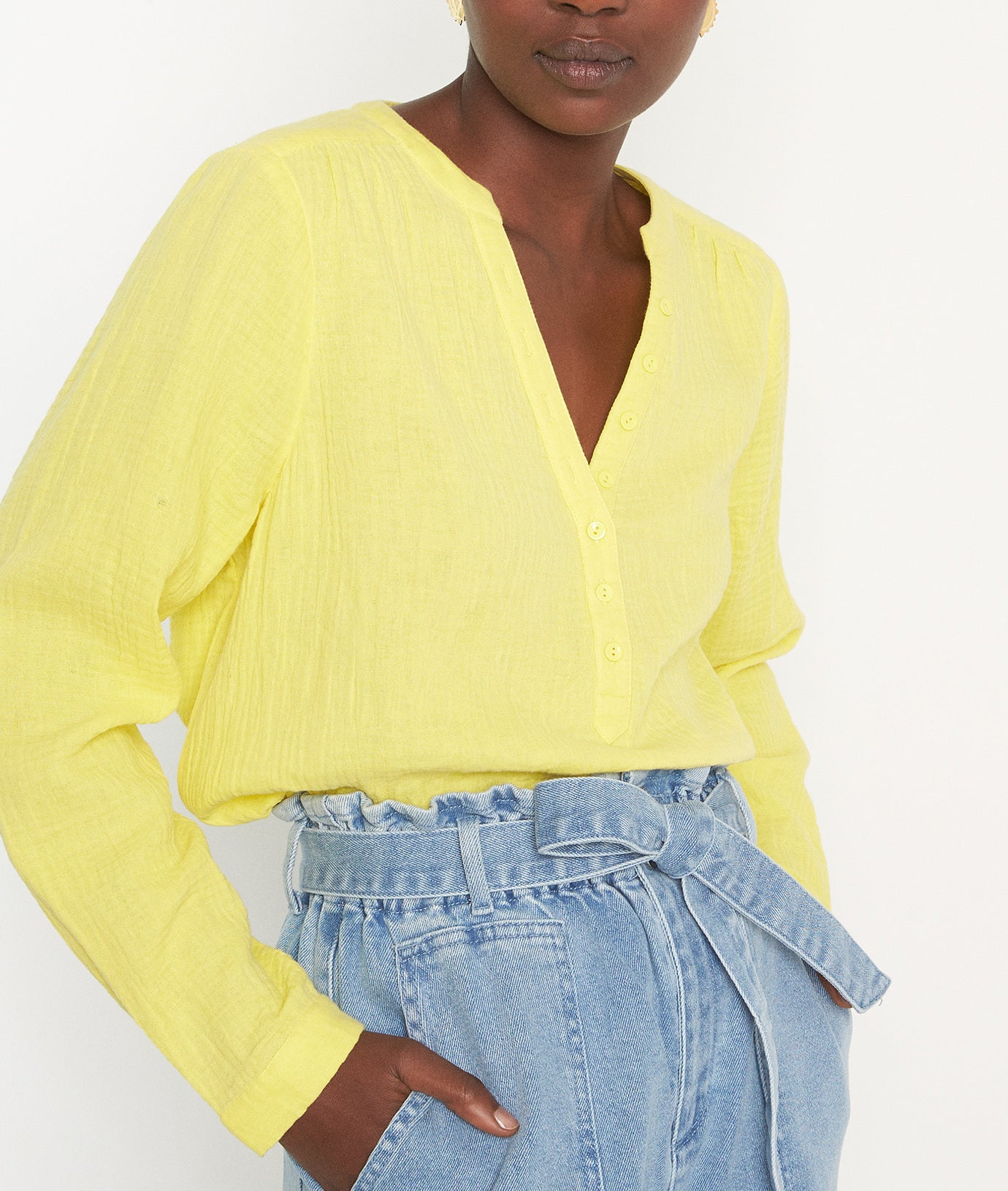 Blouse en coton uni citron Laeti Faume - seconde main