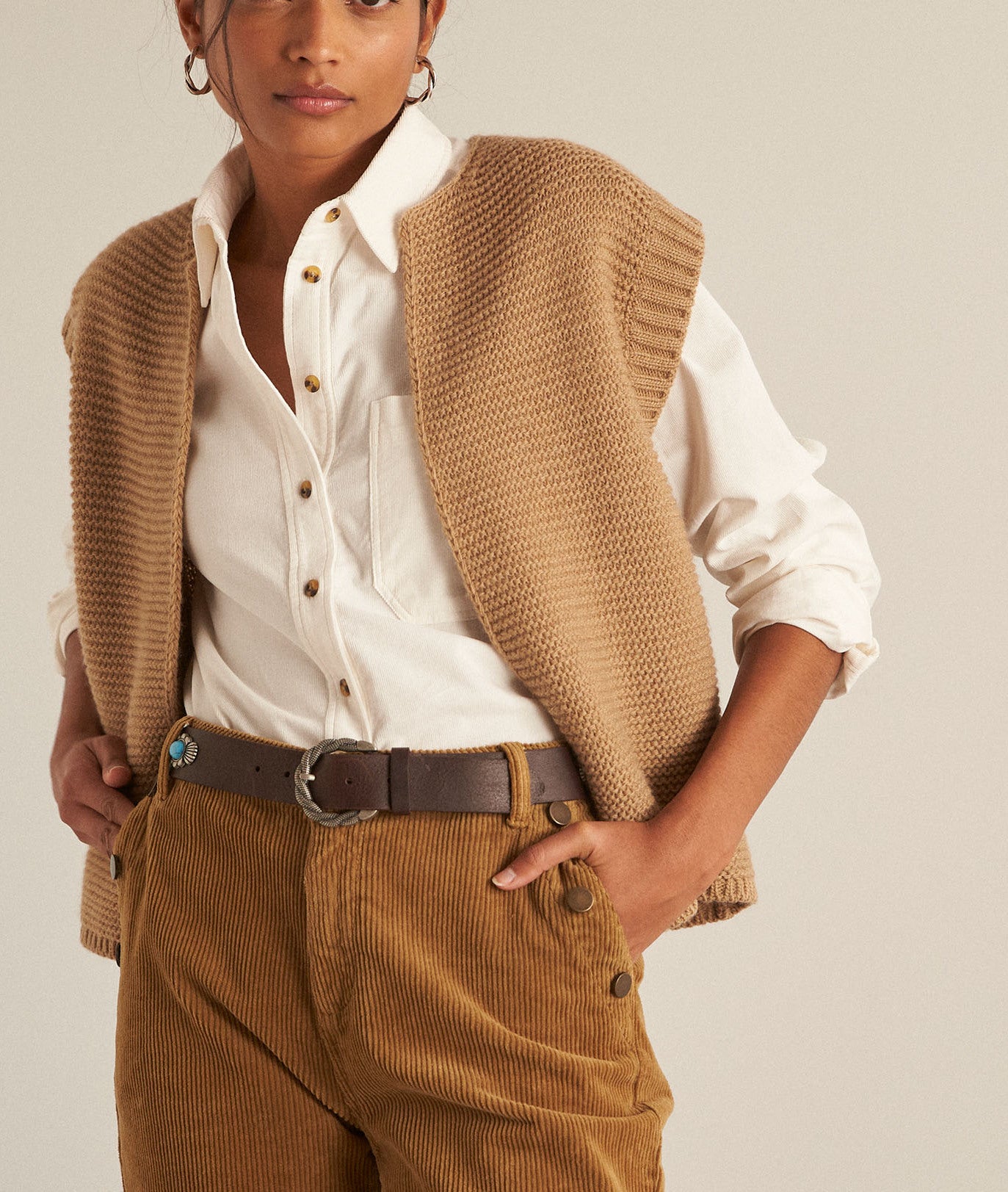 Gilet sans manches en laine beige Baldini Faume - seconde main