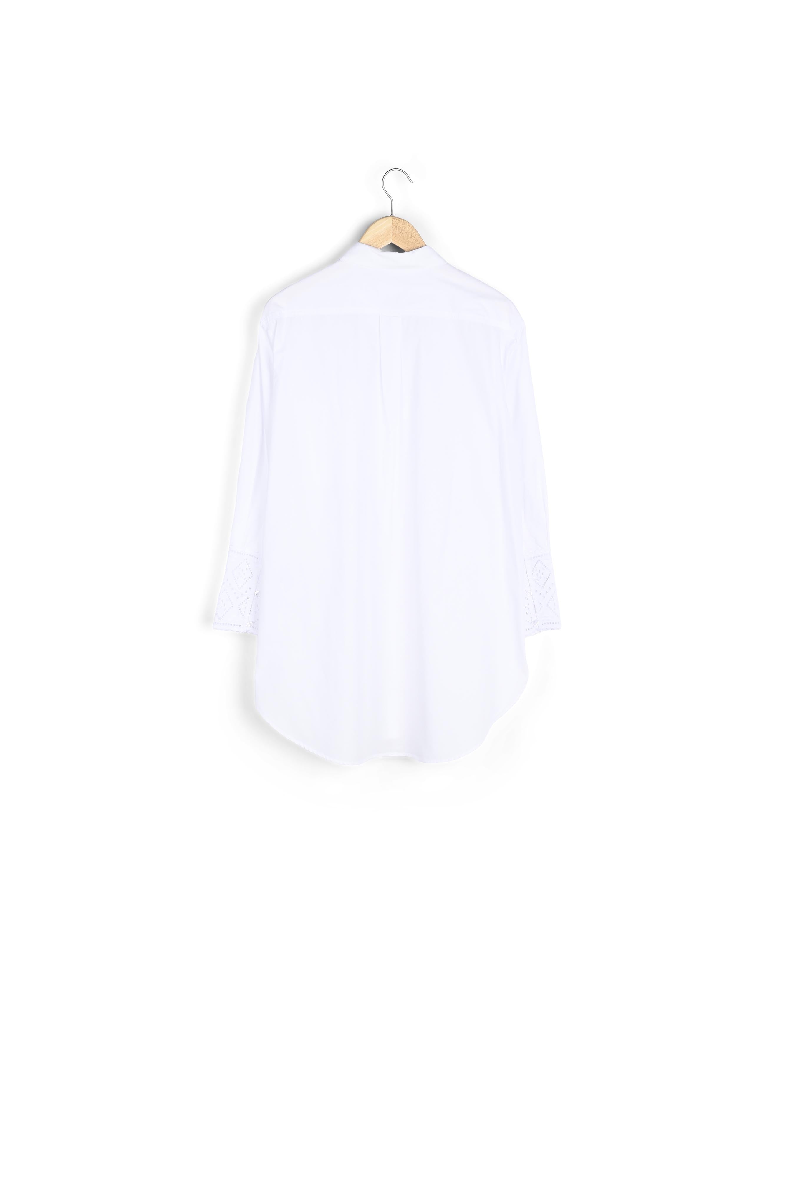 Chemise longue brodée en coton blanc Amie Faume - seconde main