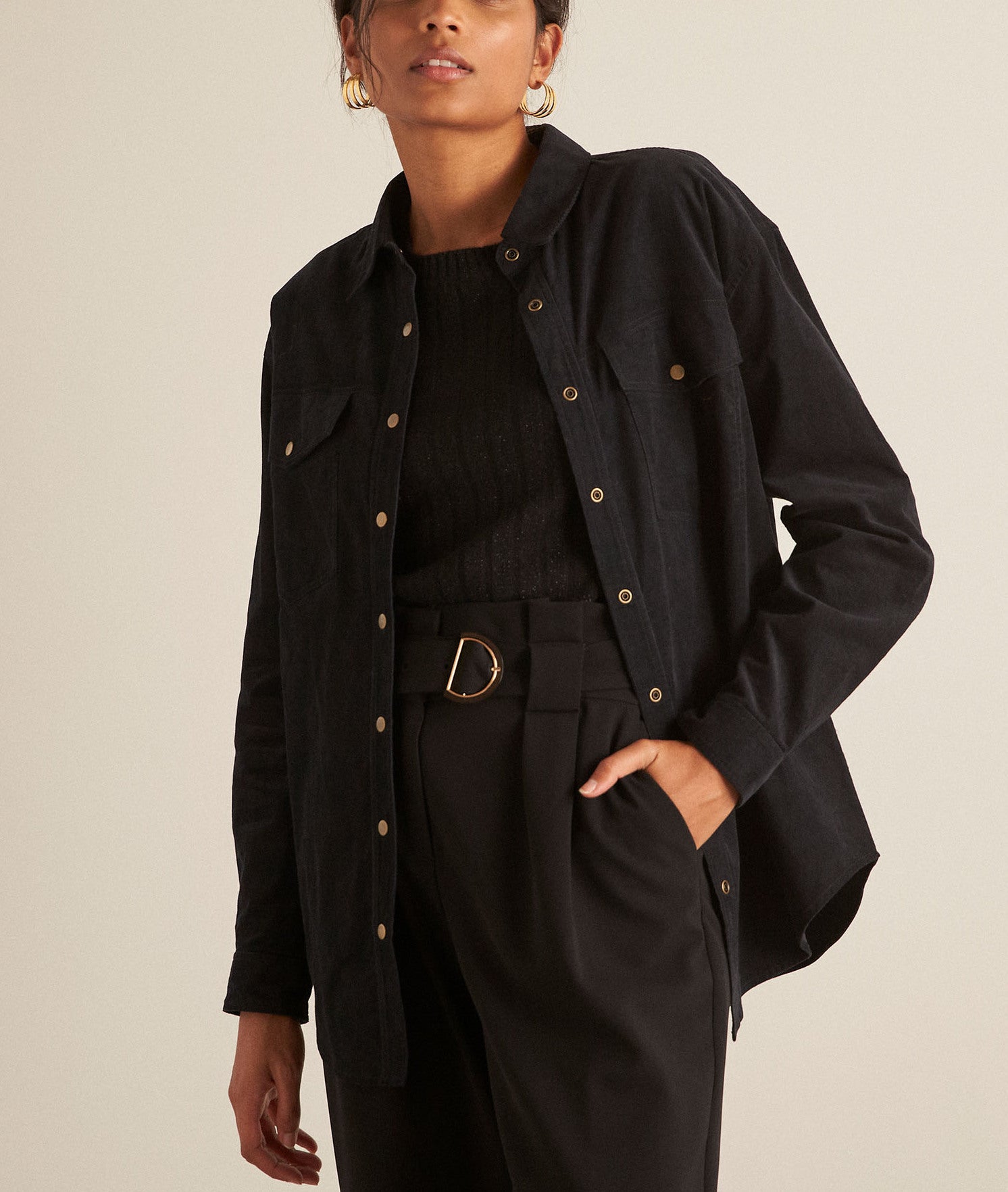 Chemise en velours noire Chimene Faume - seconde main