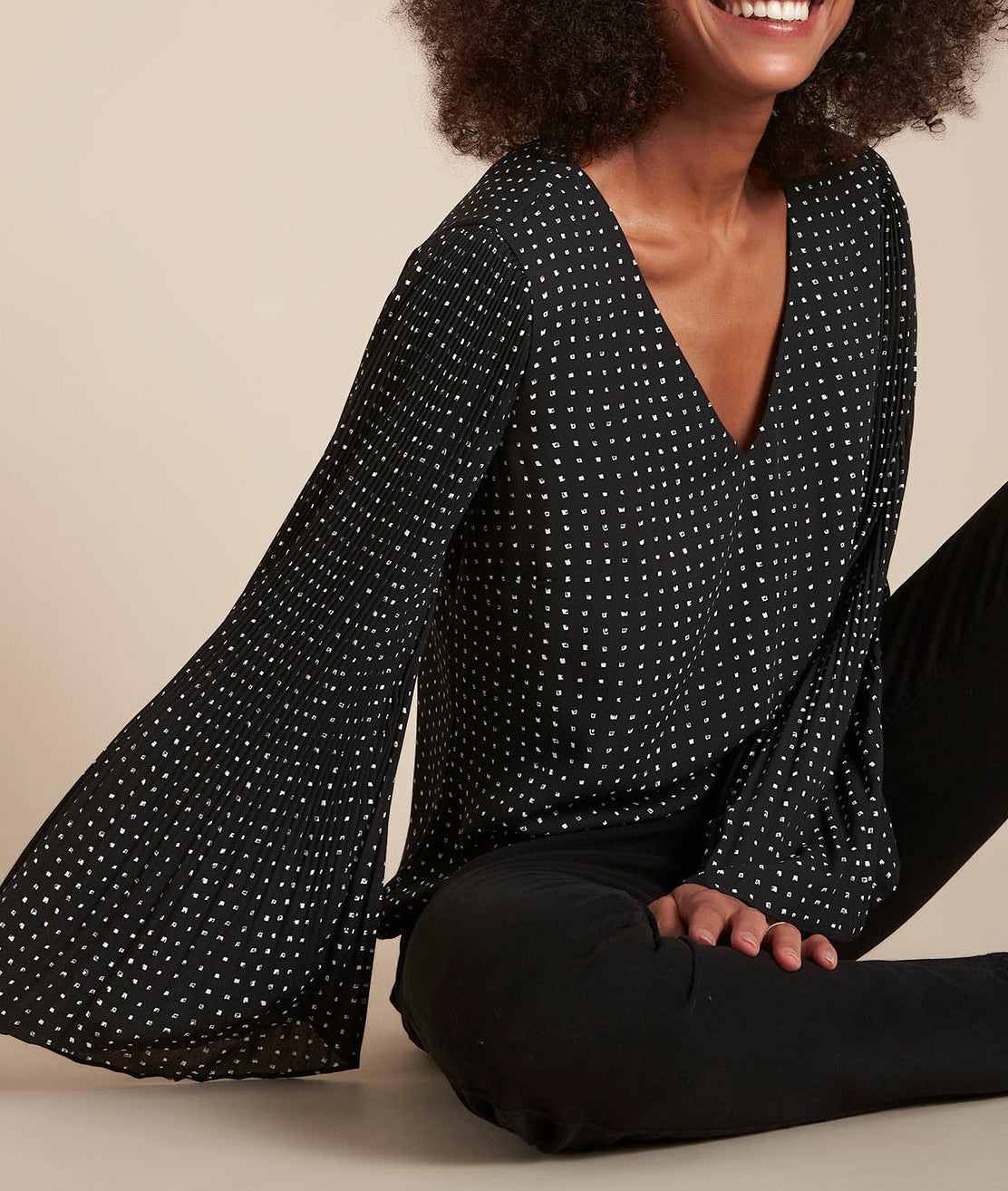 Blouse plissée à pois Morgane Faume - seconde main
