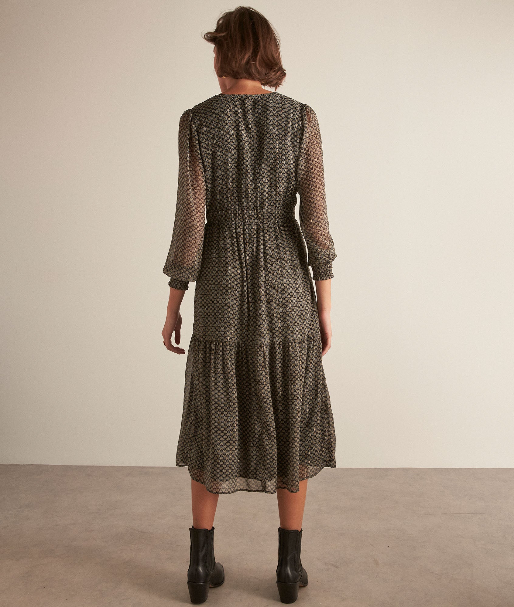 Robe longue imprimée noire Holive Faume - seconde main