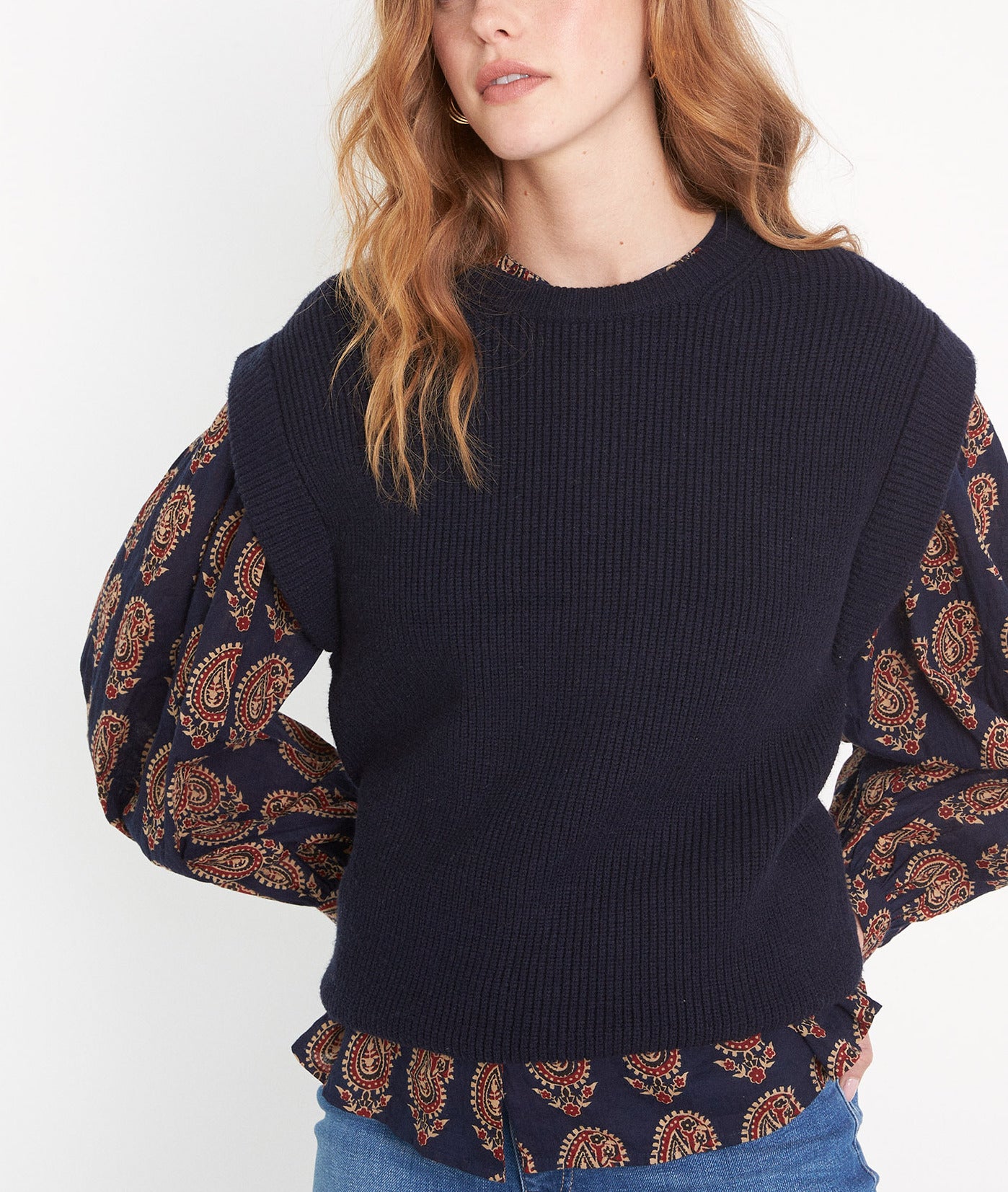 Pull sans manches en viscose EcoVero marine Bill Faume - seconde main