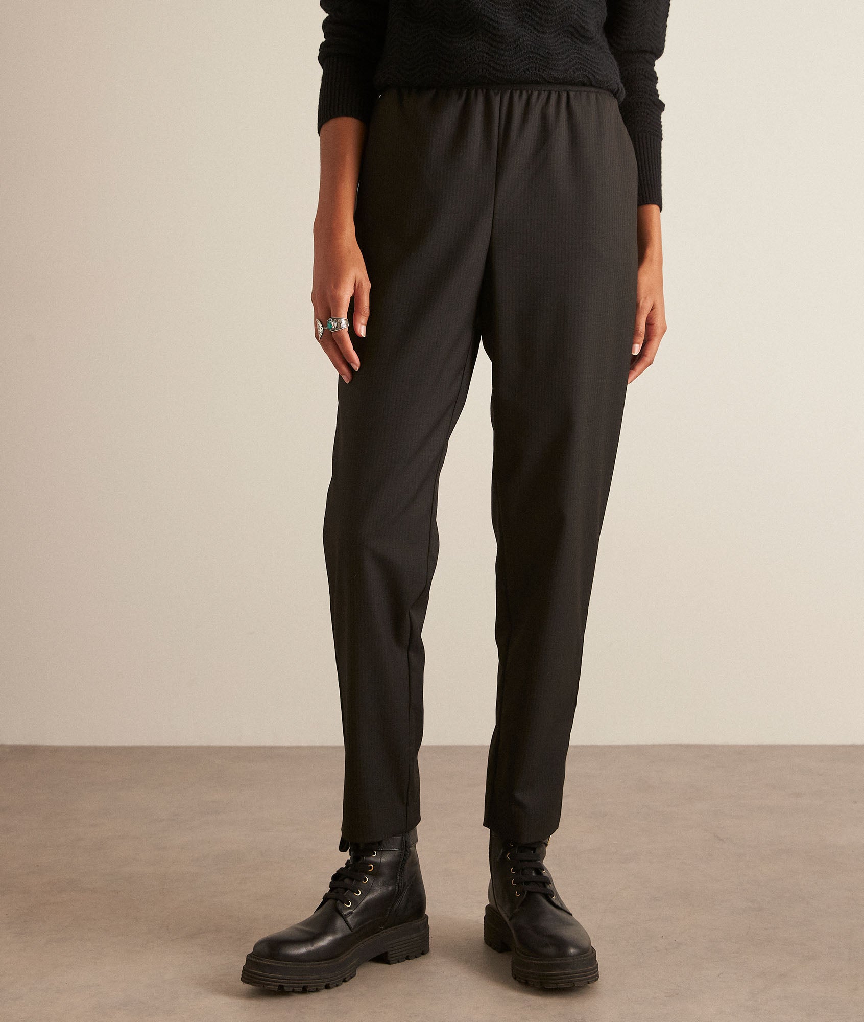 Pantalon cigarette finement rayé marron Drice Faume - seconde main