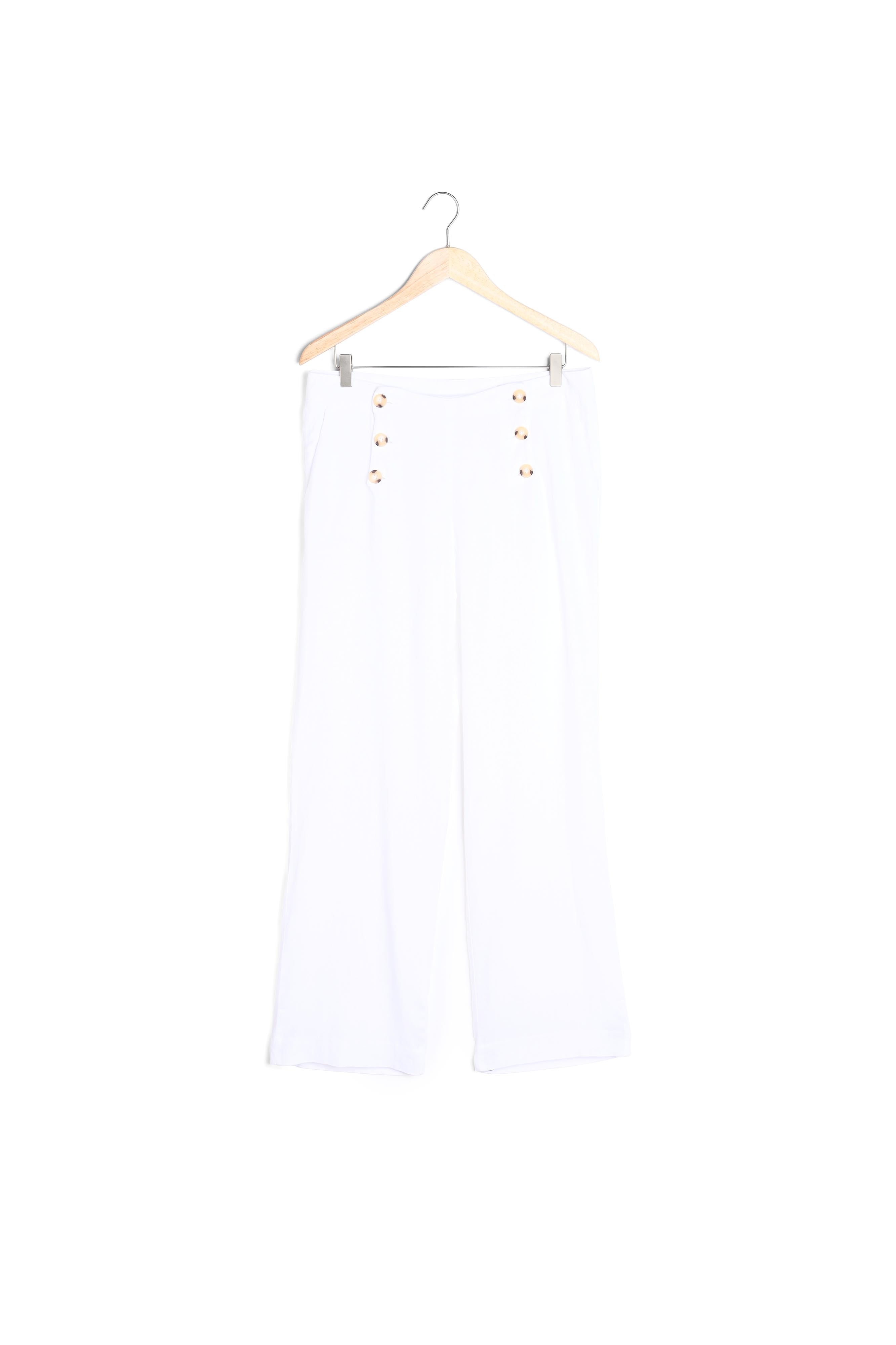 Pantalon à pont en lin blanc Iber Faume - seconde main