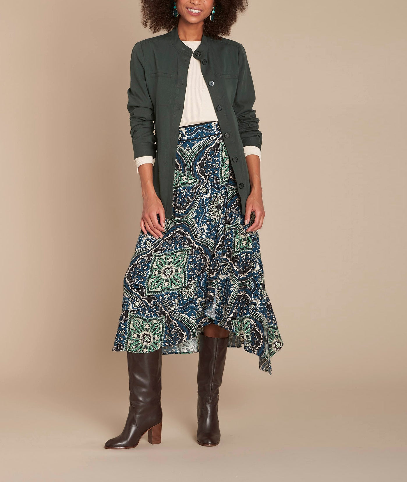 Jupe portefeuille imprimée Kashmir Faume - seconde main