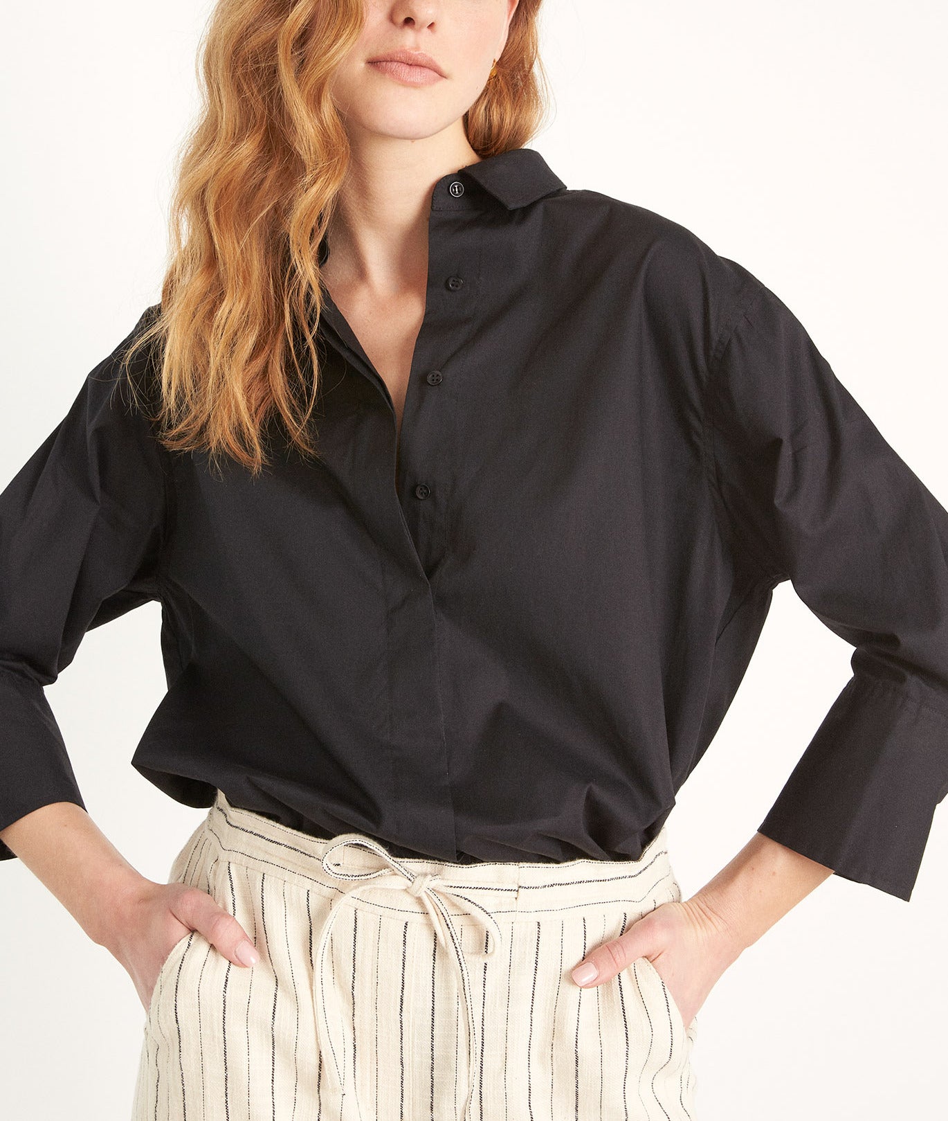 Chemise oversize en coton bio noir Adoline Faume - seconde main