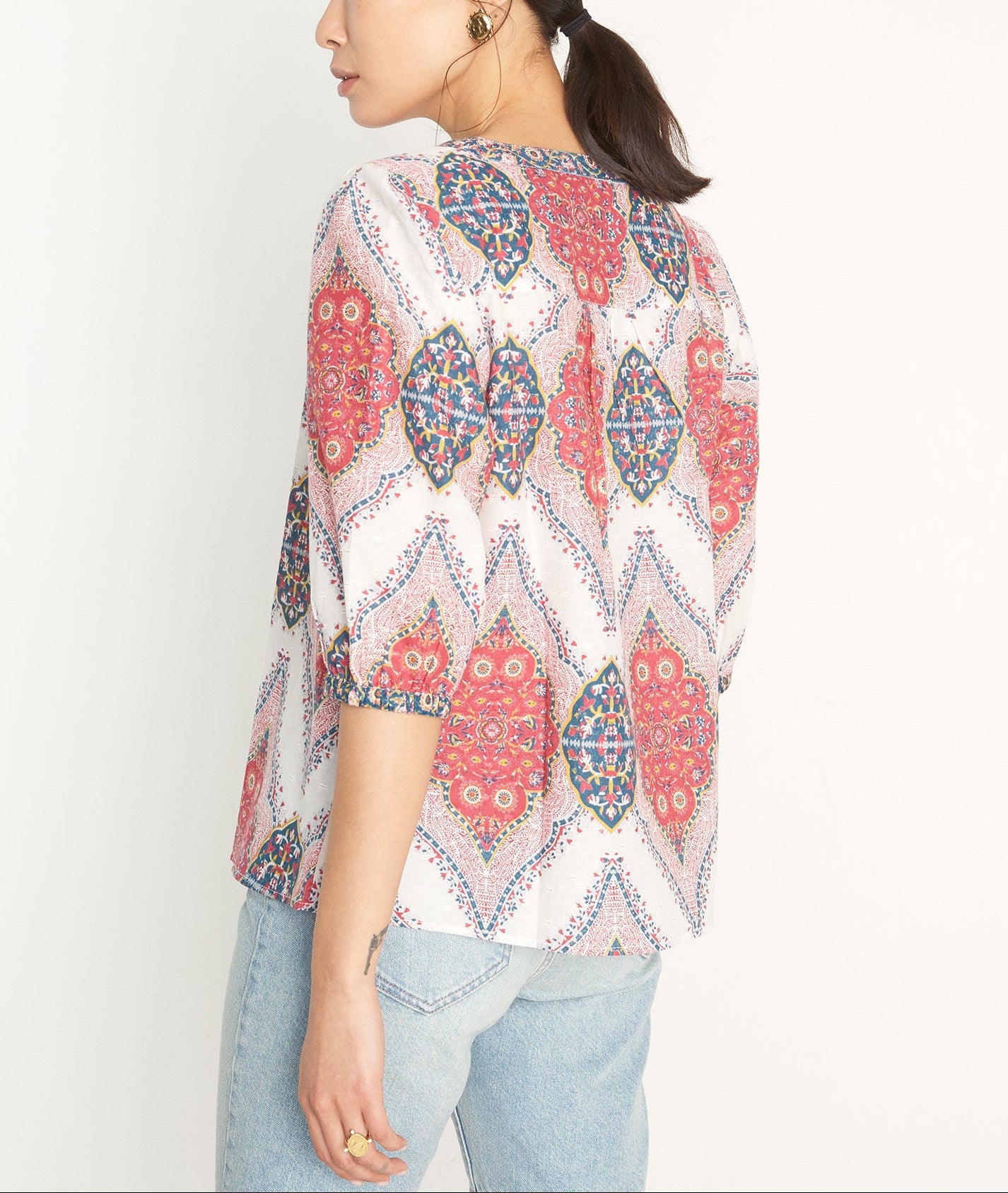 Blouse imprimé en coton rose Cybile Faume - seconde main