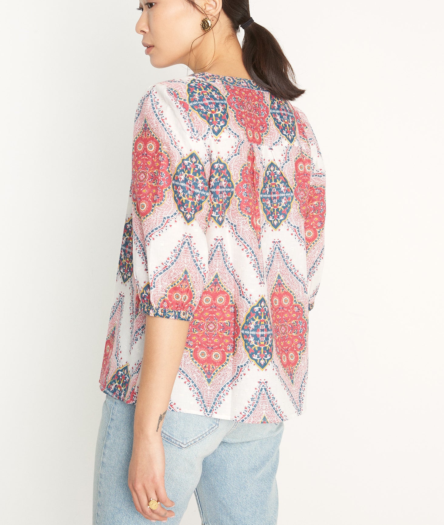 Blouse imprimé en coton rose Cybile Faume - seconde main