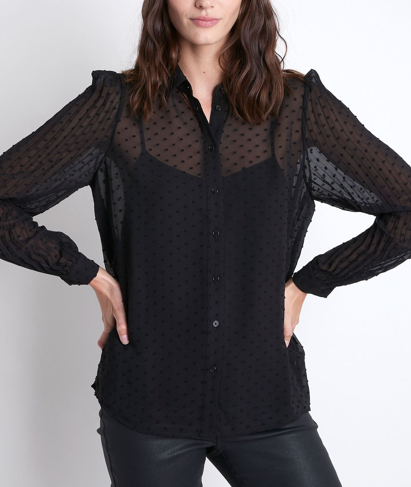 Blouse plissée à plumetis Jany Faume - seconde main