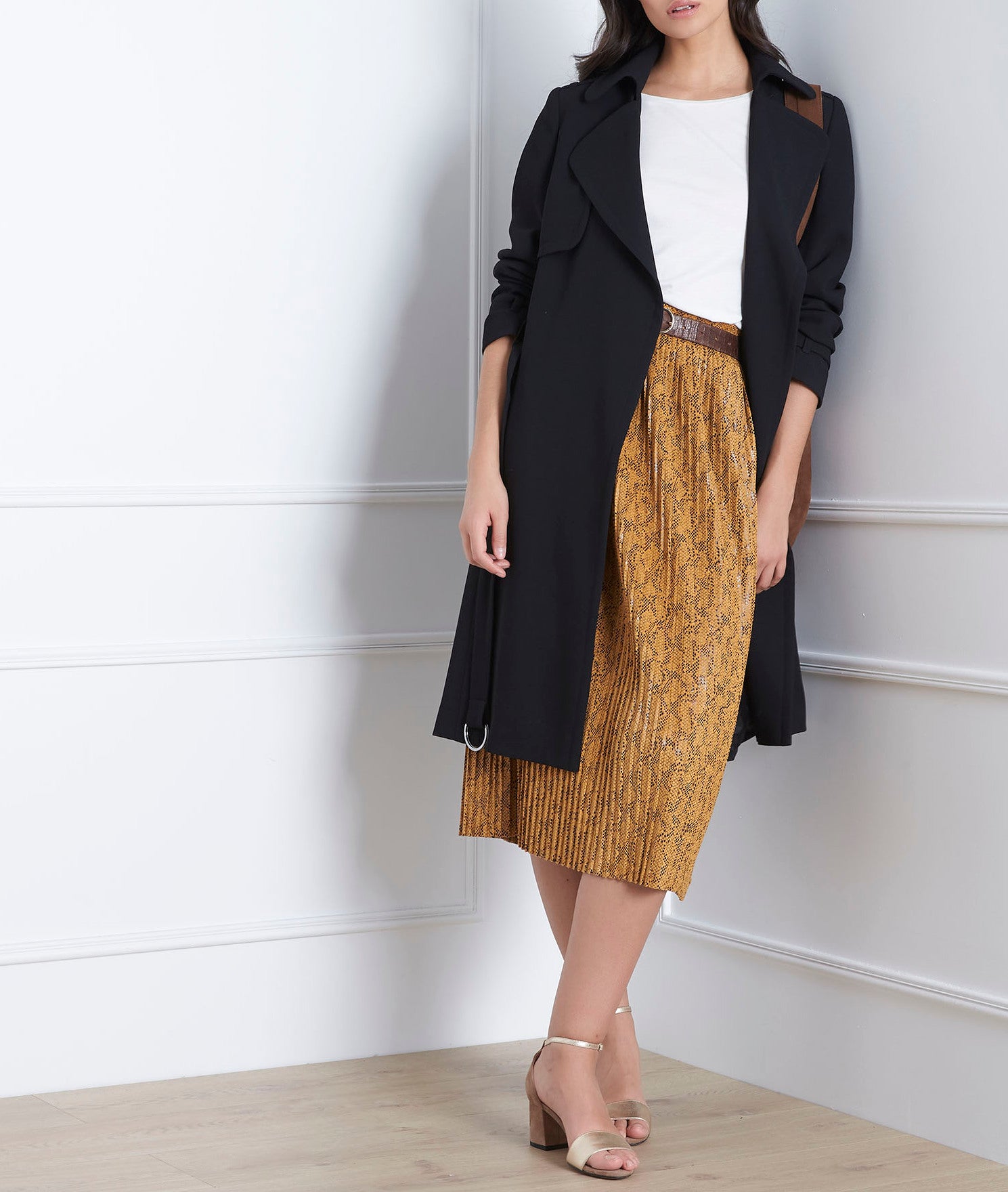 Jupe jaune plissée imprimé serpent Story Faume - seconde main