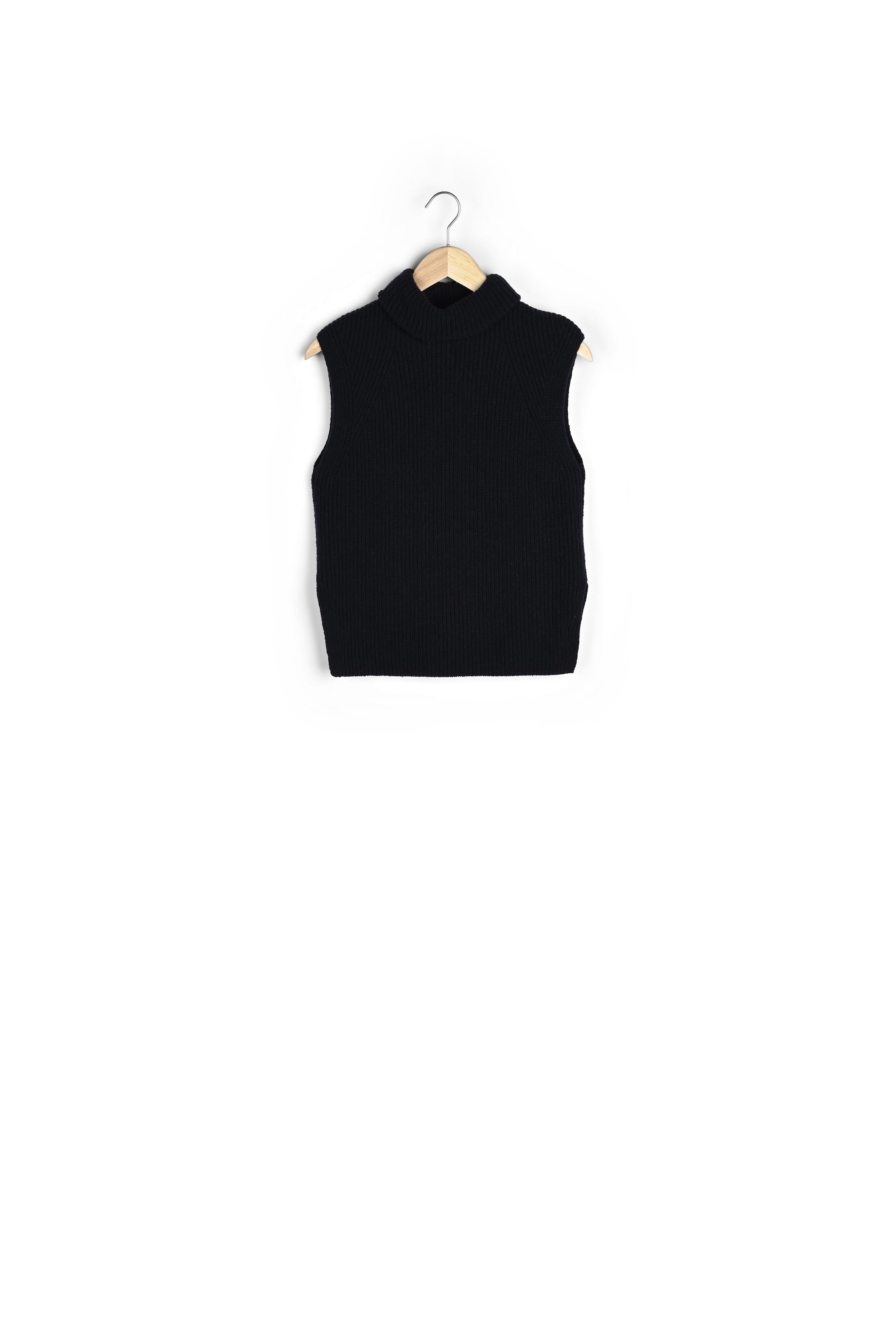 Pull col roulé sans manches bleu marine Twister Faume - seconde main