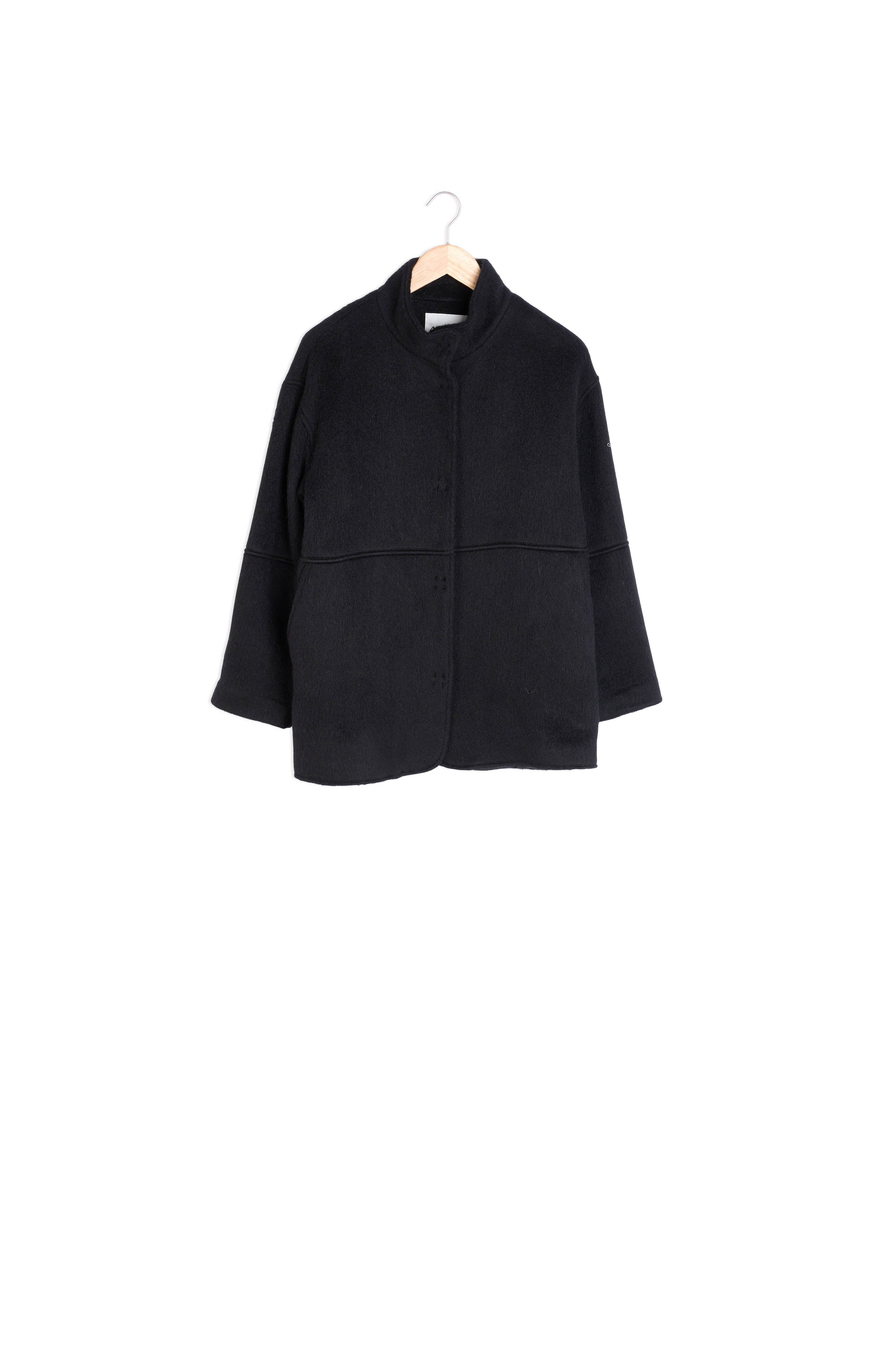 Manteau droit en laine et mohair noir Lamia Faume - seconde main