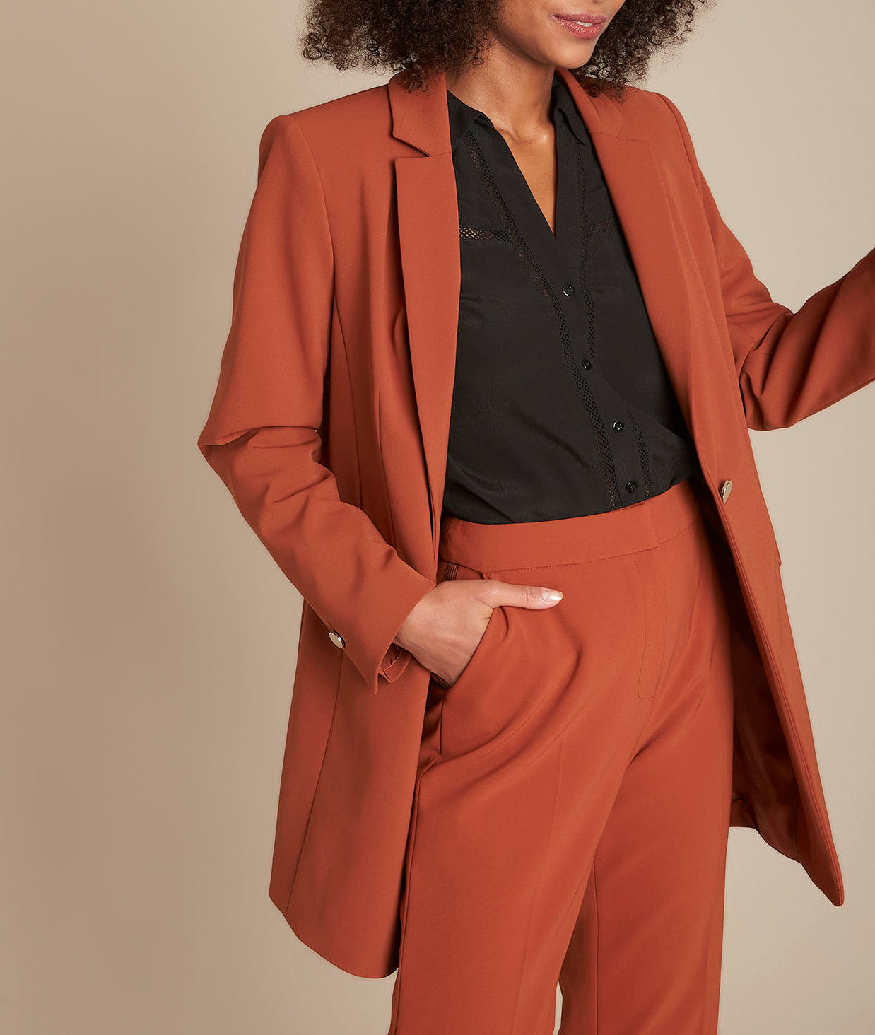 Veste de tailleur en microfibre acajou Baya Faume - seconde main