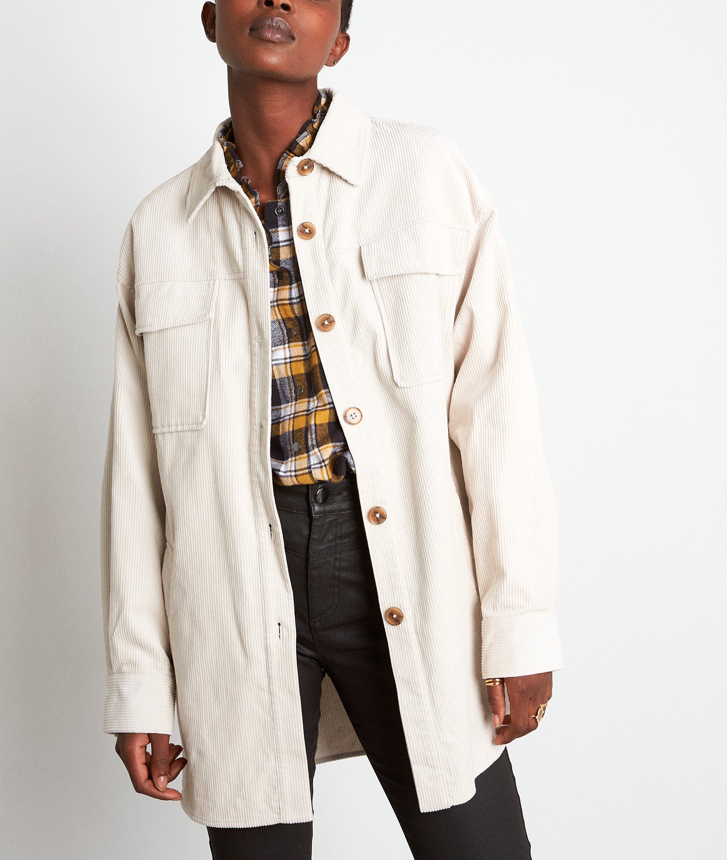 Surchemise longue en velours côtelé écru Rita Faume - seconde main