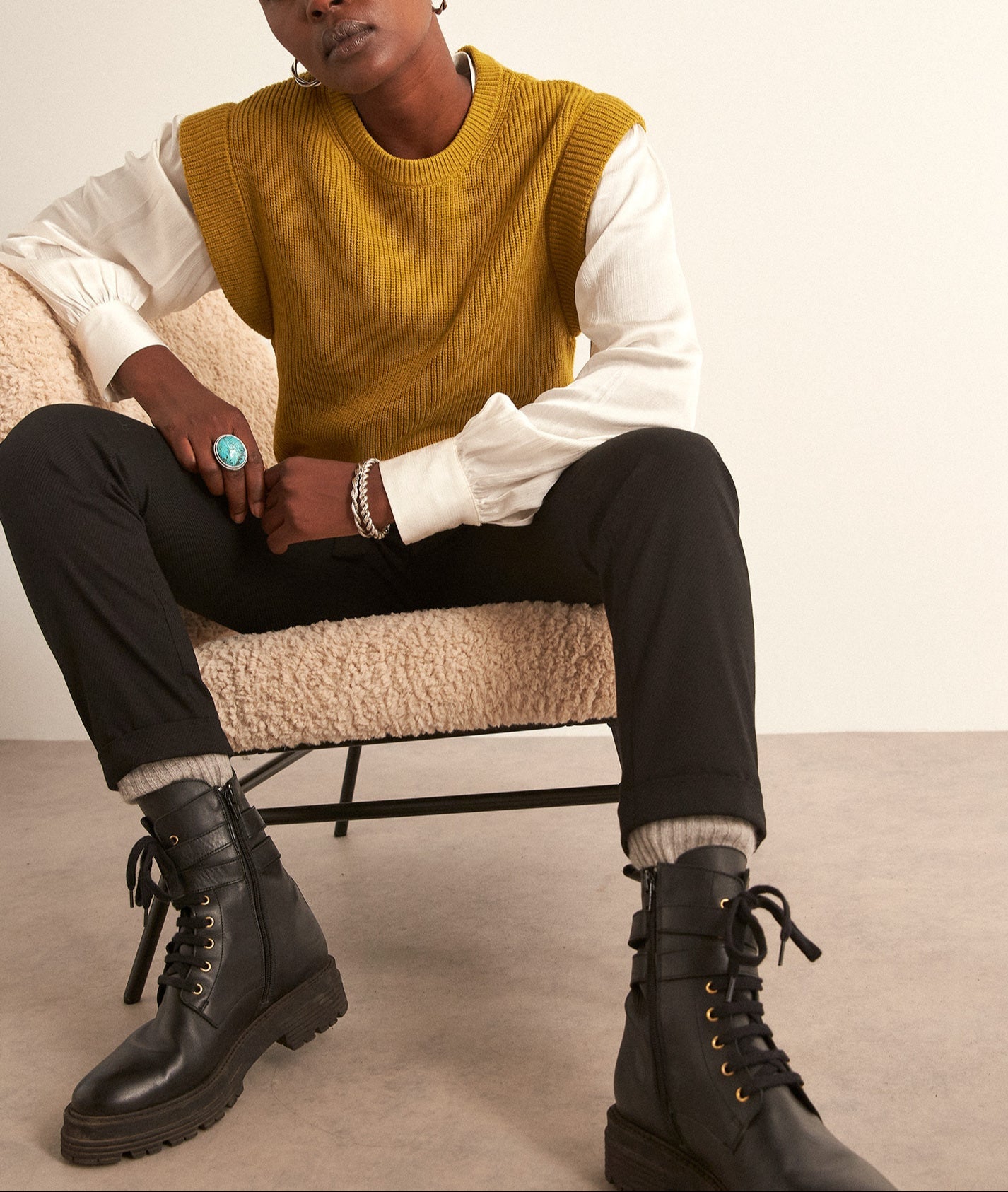 Pull sans manches en viscose EcoVero olive Bill Faume - seconde main