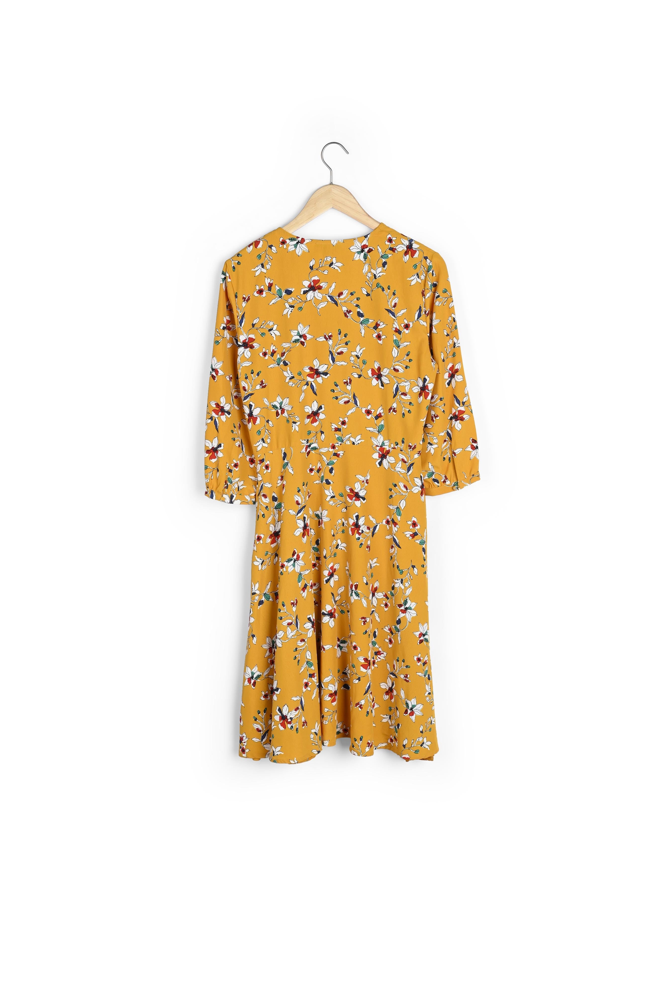 Robe jaune imprimé fleuri portefeuille Laurene Faume - seconde main