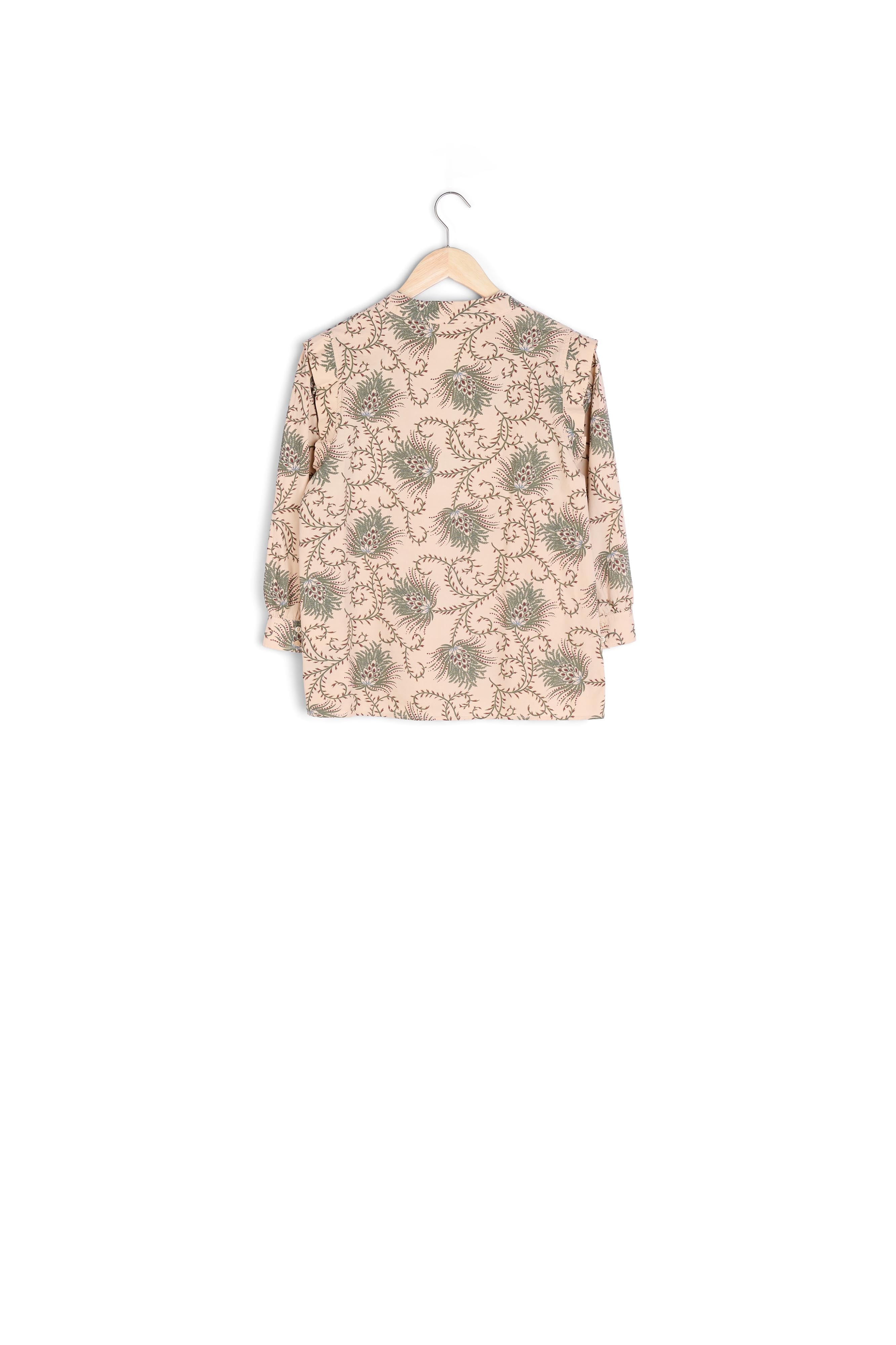 Blouse à manches bouffantes imprimée kaki Ava Faume - seconde main