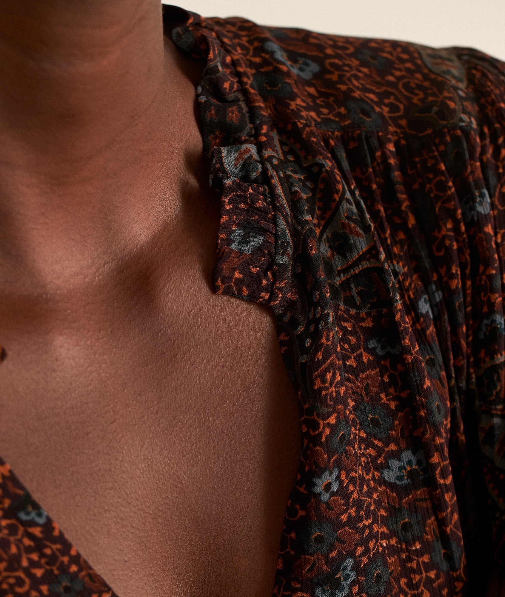 Blouse imprimée marron Lamie Faume - seconde main