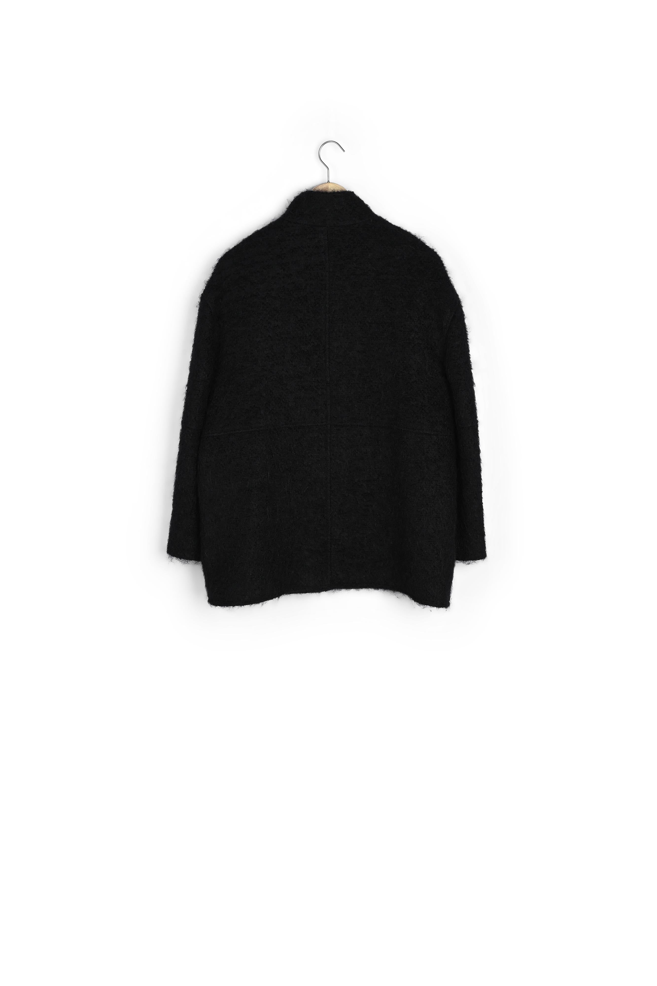 Manteau court en laine texturée noire Lamia Faume - seconde main