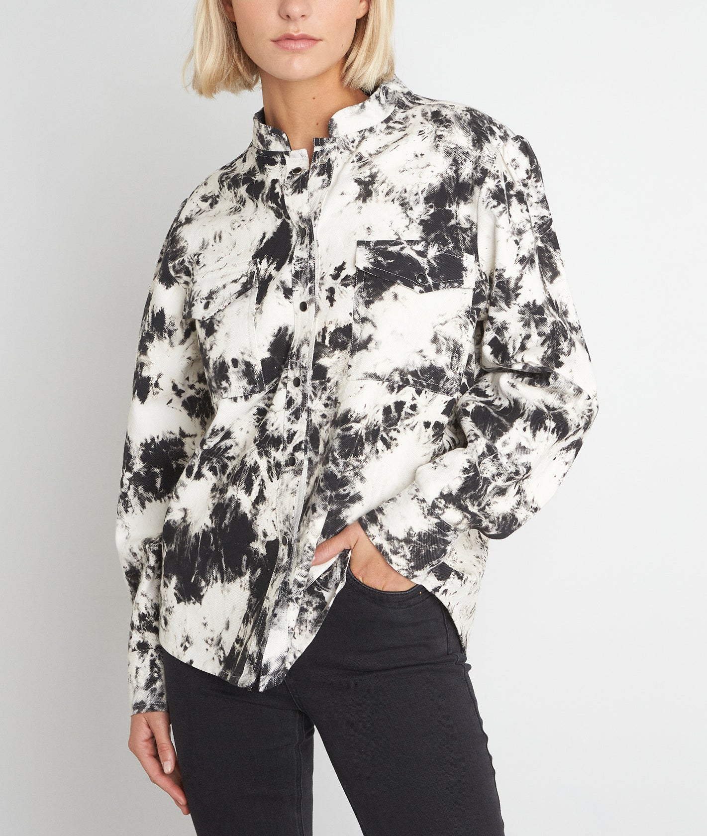 Chemise en coton tie & dye noir et blanc Romy Faume - seconde main