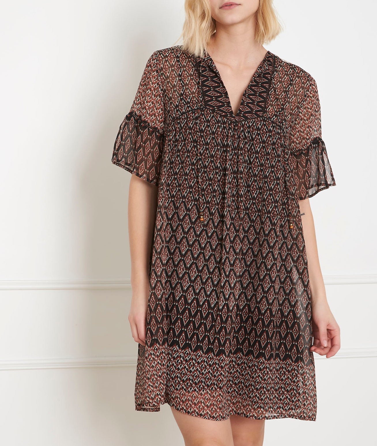 Robe noire imprimé ethnique Lucette Faume - seconde main