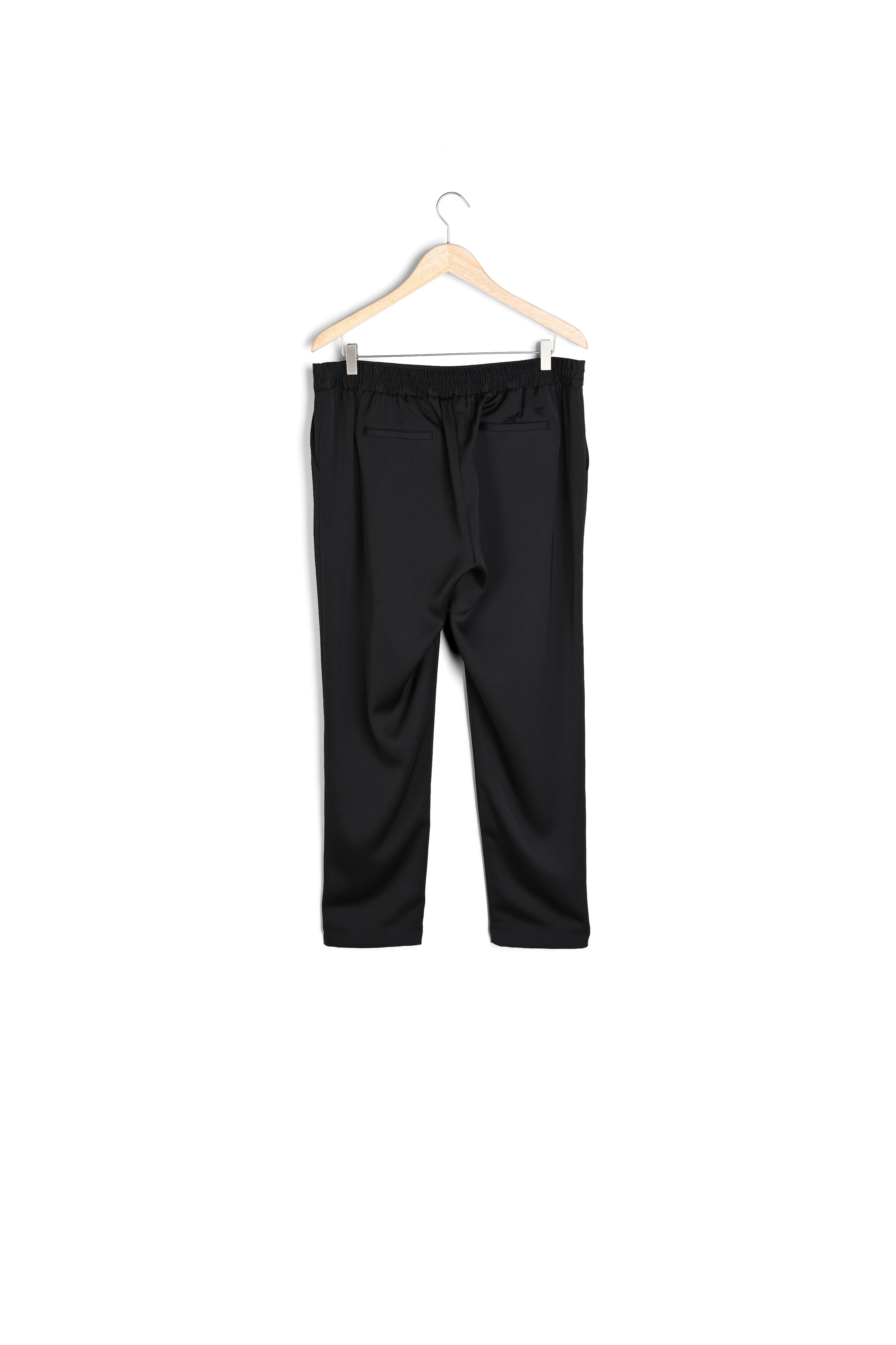 Pantalons de tailleur en satin noir Flynn Faume - seconde main