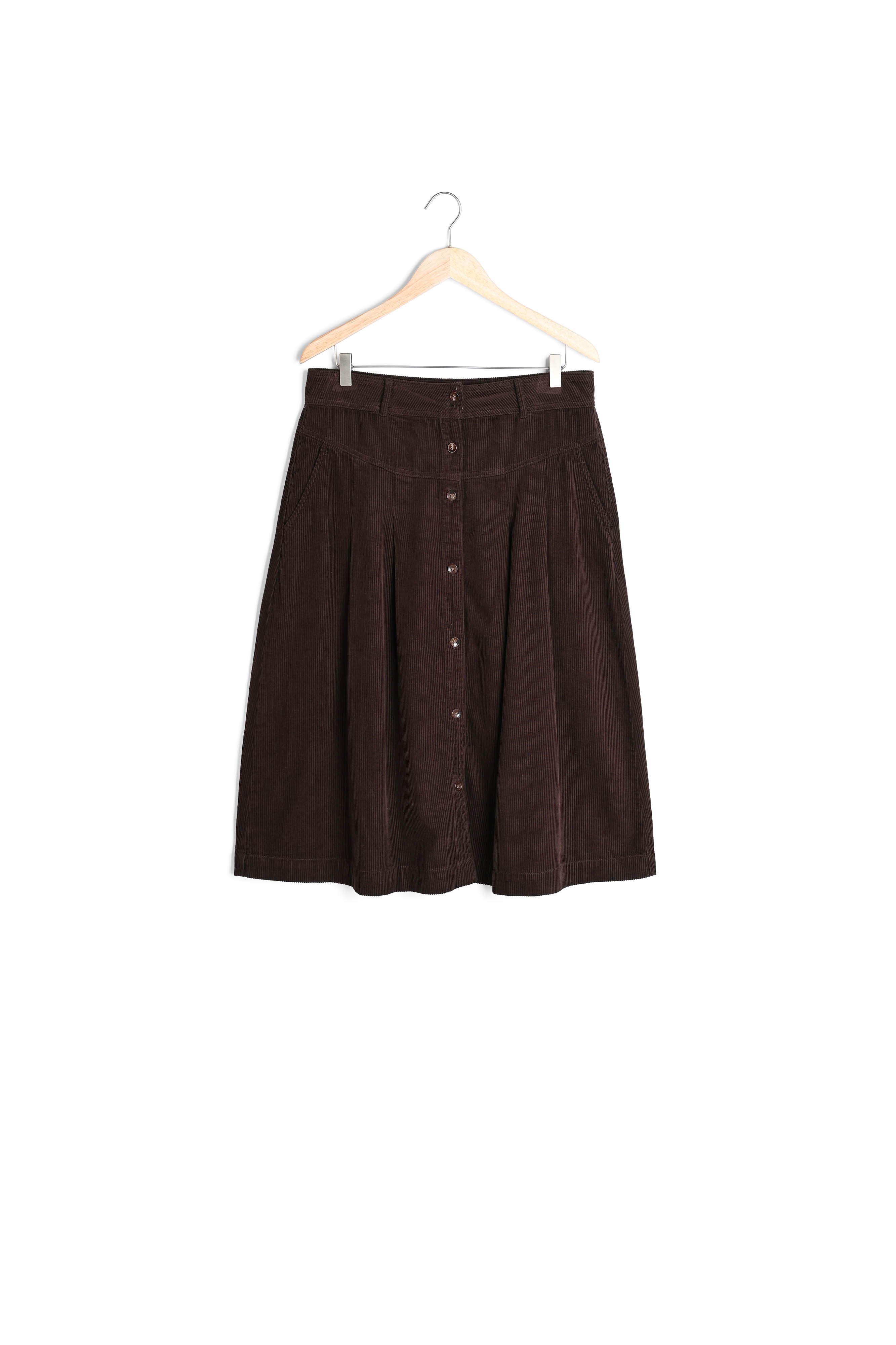 Jupe midi en velours côtelé marron Katia Faume - seconde main