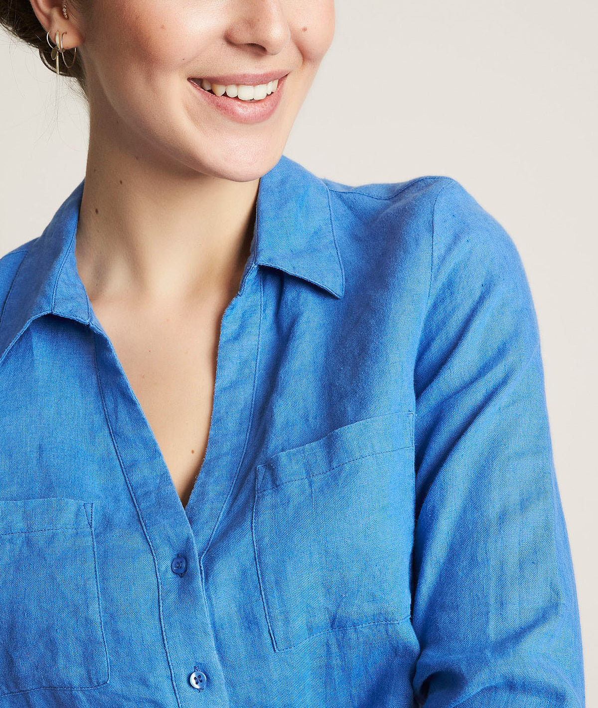 Chemise en lin bleue Evolie Faume - seconde main