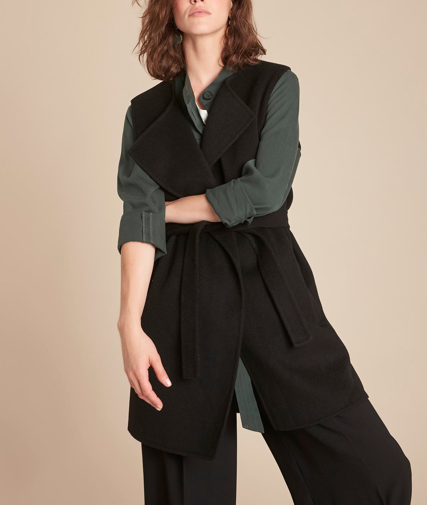 Gilet noir double face en laine mélangée Tahira Faume - seconde main