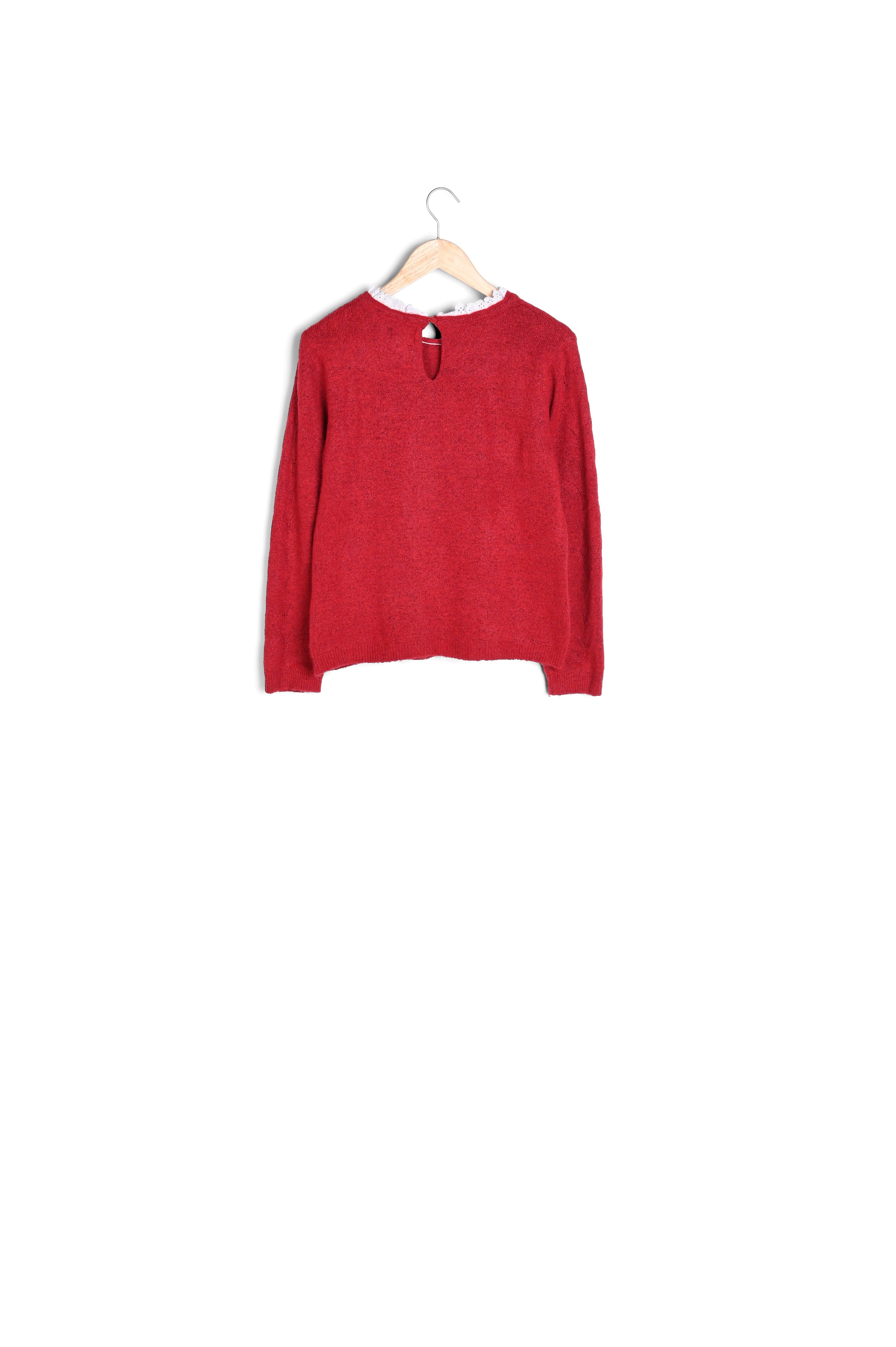 Pull lurex col fantaisie rouge Froufrou Faume - seconde main