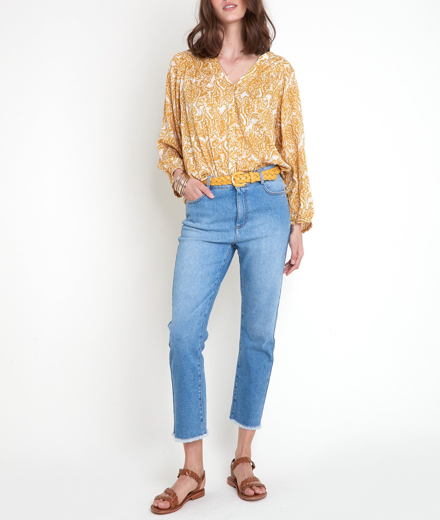 Blouse à l'imprimé ethnique jaune Timeo Faume - seconde main