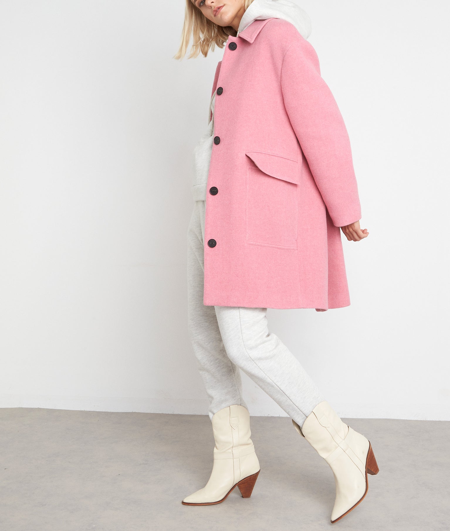 Manteau caban en laine rose bonbon Layton Faume - seconde main