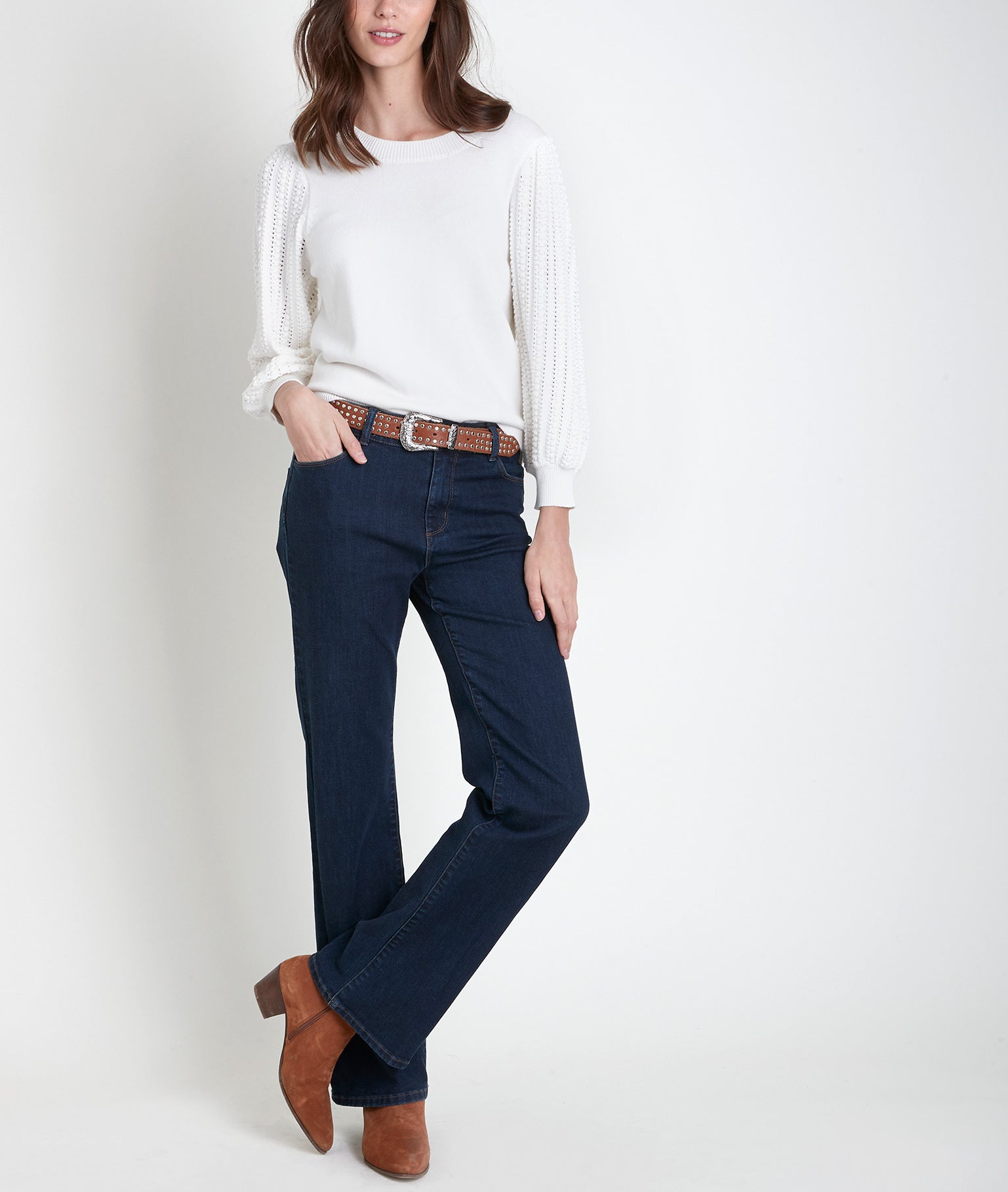 Pull écru à maille fantaisie Aube Faume - seconde main