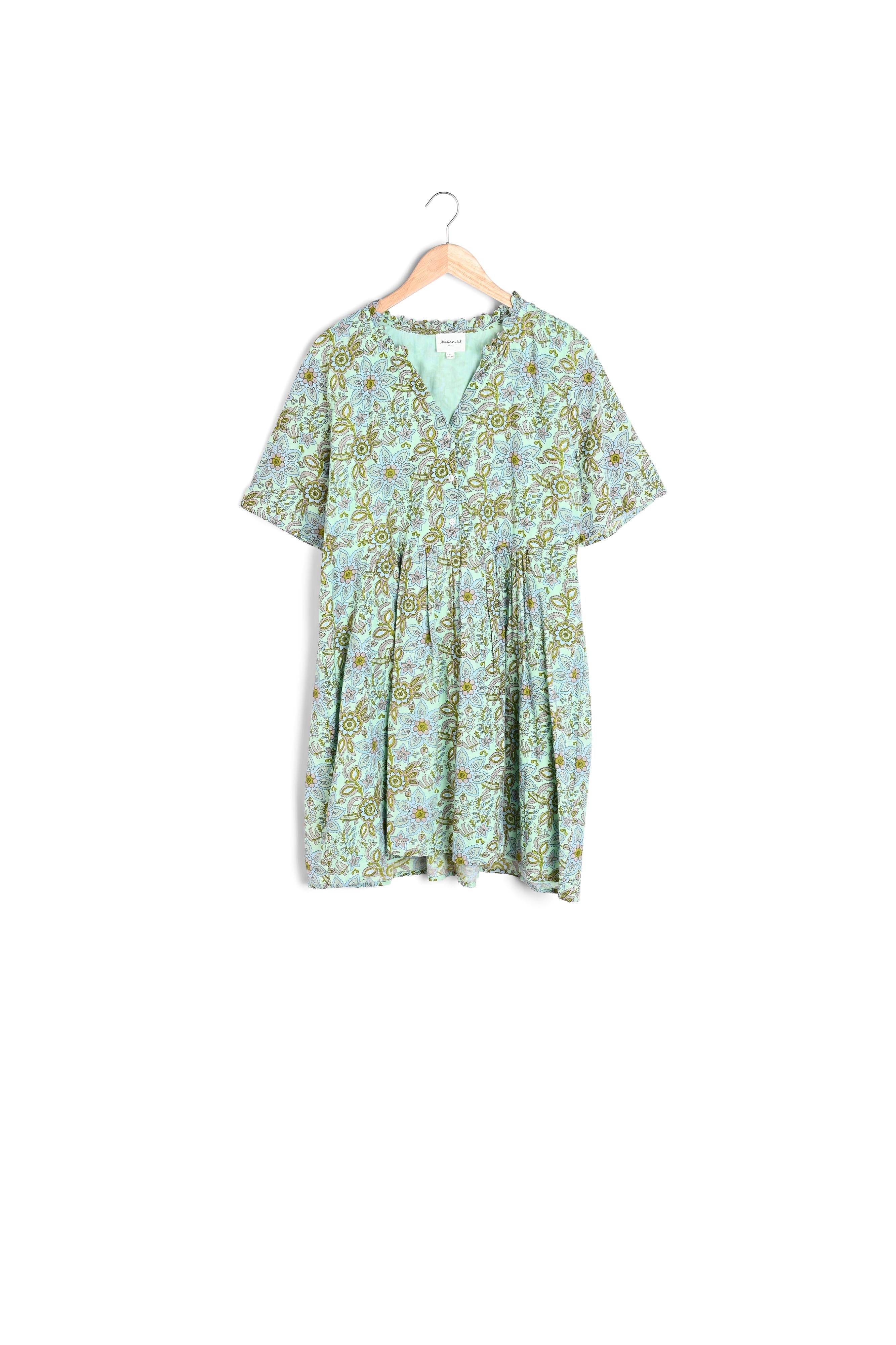 Robe courte imprimée en coton verte Nalla Faume - seconde main
