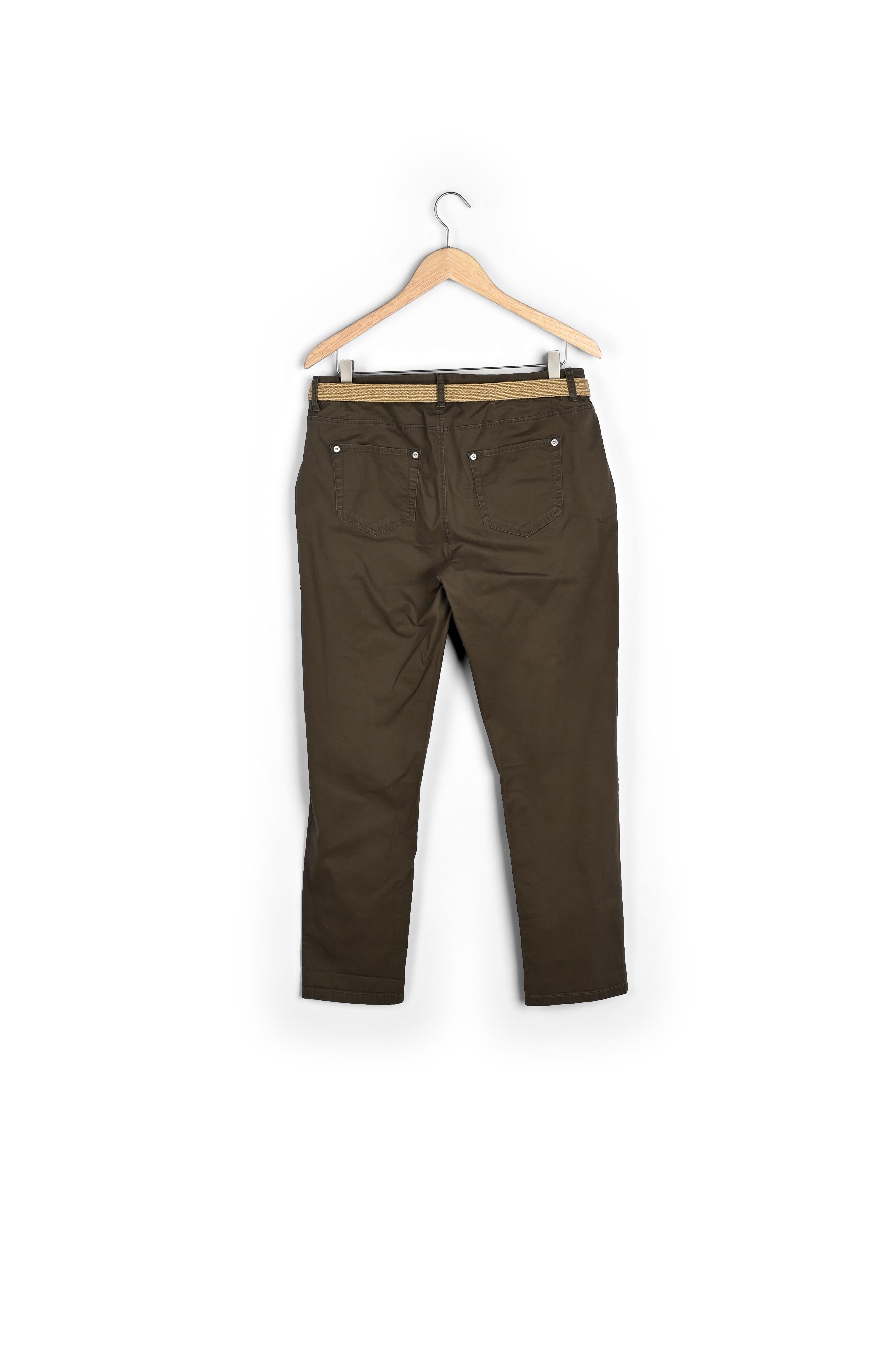Pantalon chino ceinturé kaki Francis Faume - seconde main